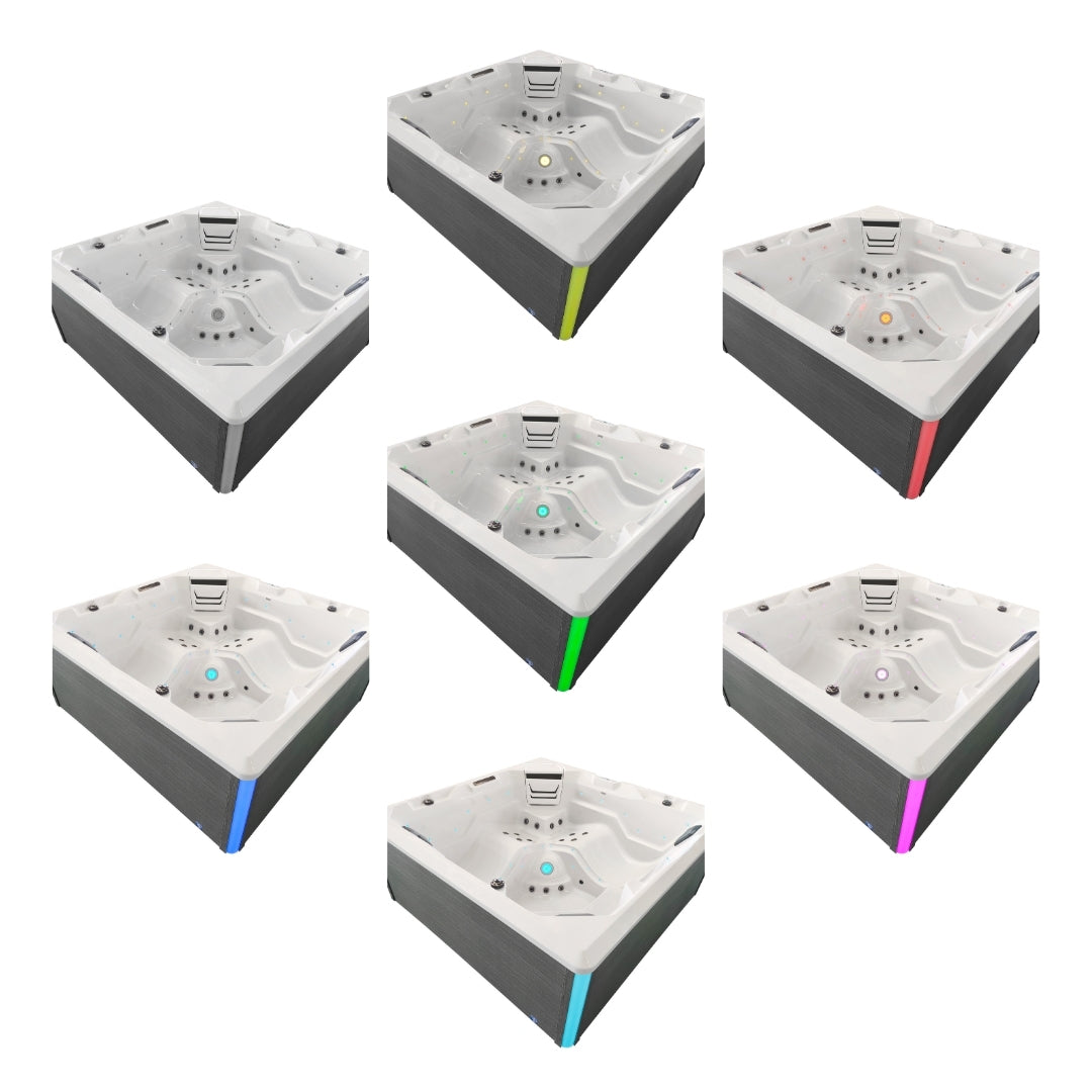 Outdoor Whirlpool ROVINJ WHITE inkl. Abdeckung + Stiege 210x210x90 cm frostsicher