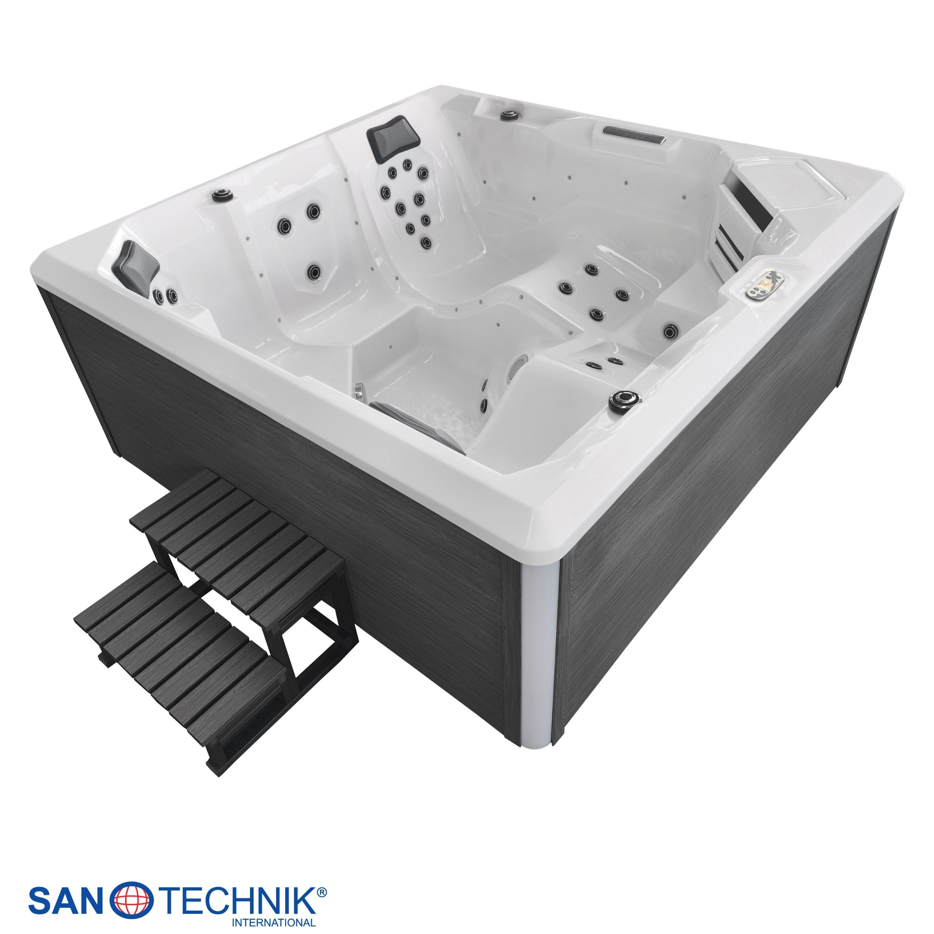 Outdoor Whirlpool ROVINJ WHITE inkl. Abdeckung + Stiege 210x210x90 cm frostsicher