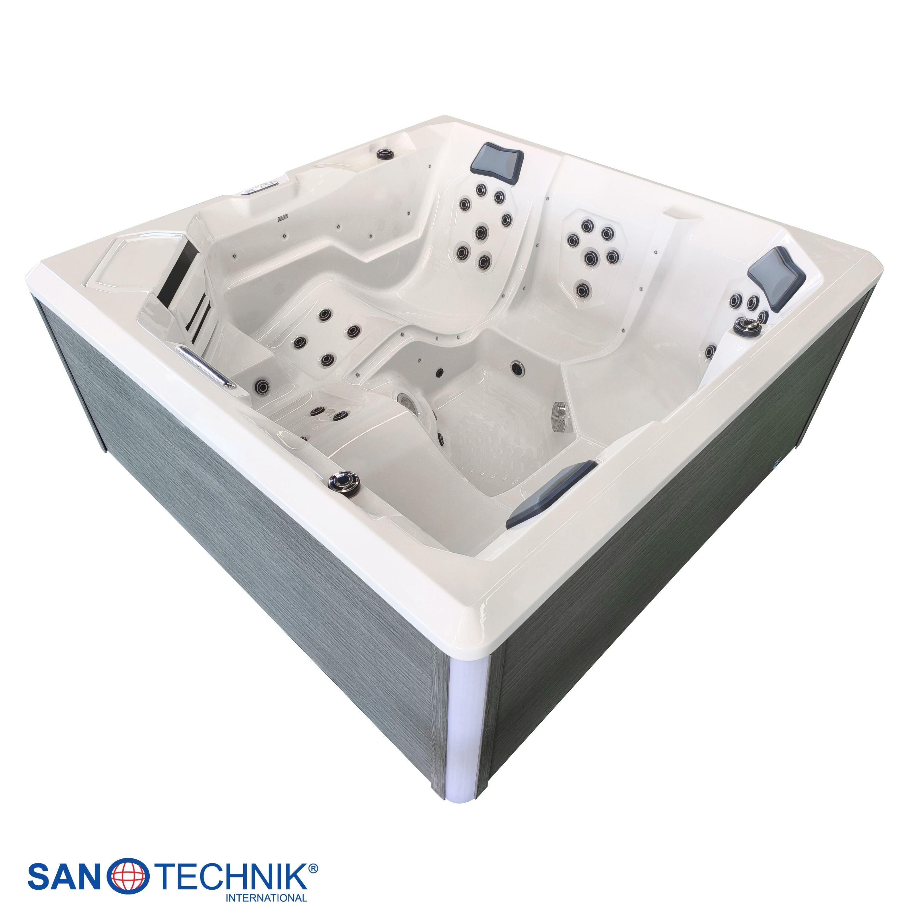 Outdoor Whirlpool ROVINJ WHITE inkl. Abdeckung + Stiege 210x210x90 cm frostsicher
