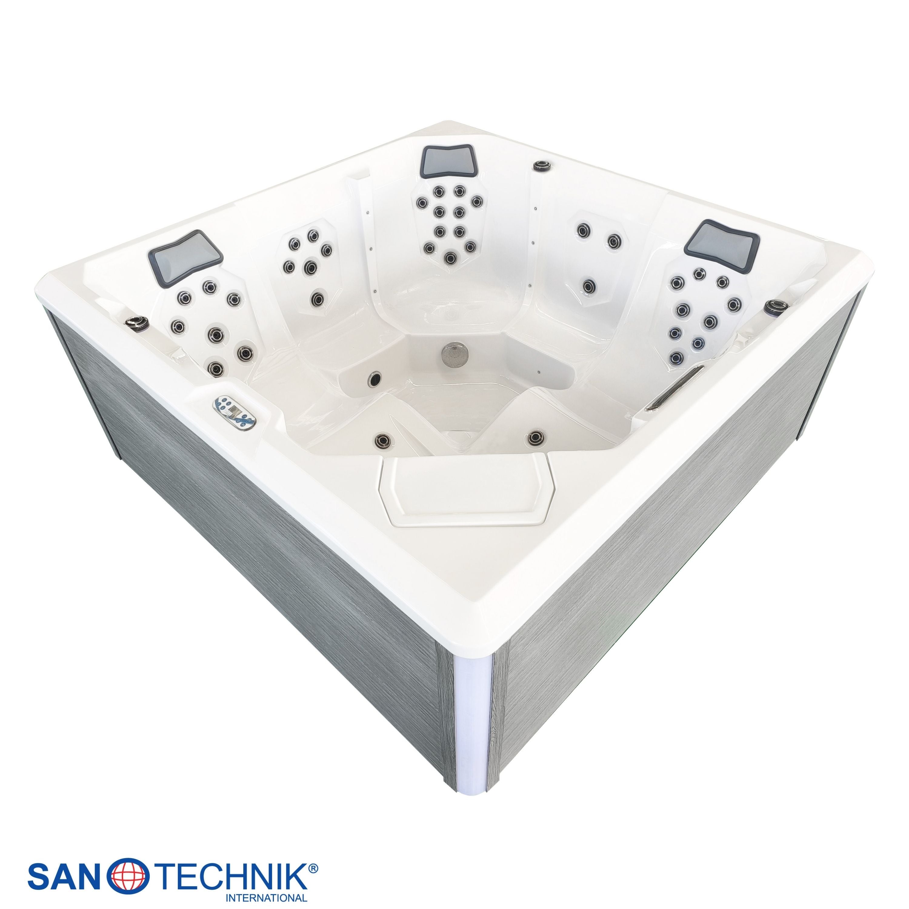 Outdoor Whirlpool ROVINJ WHITE inkl. Abdeckung + Stiege 210x210x90 cm frostsicher