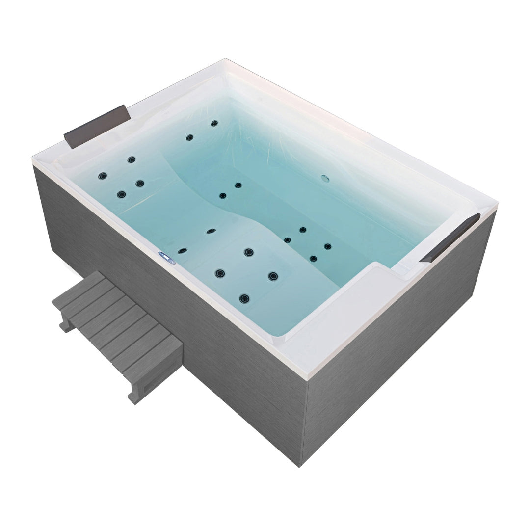 Outdoor whirlpool KORFU WHITE incl. cover + steps 190x140x70 cm frost-proof
