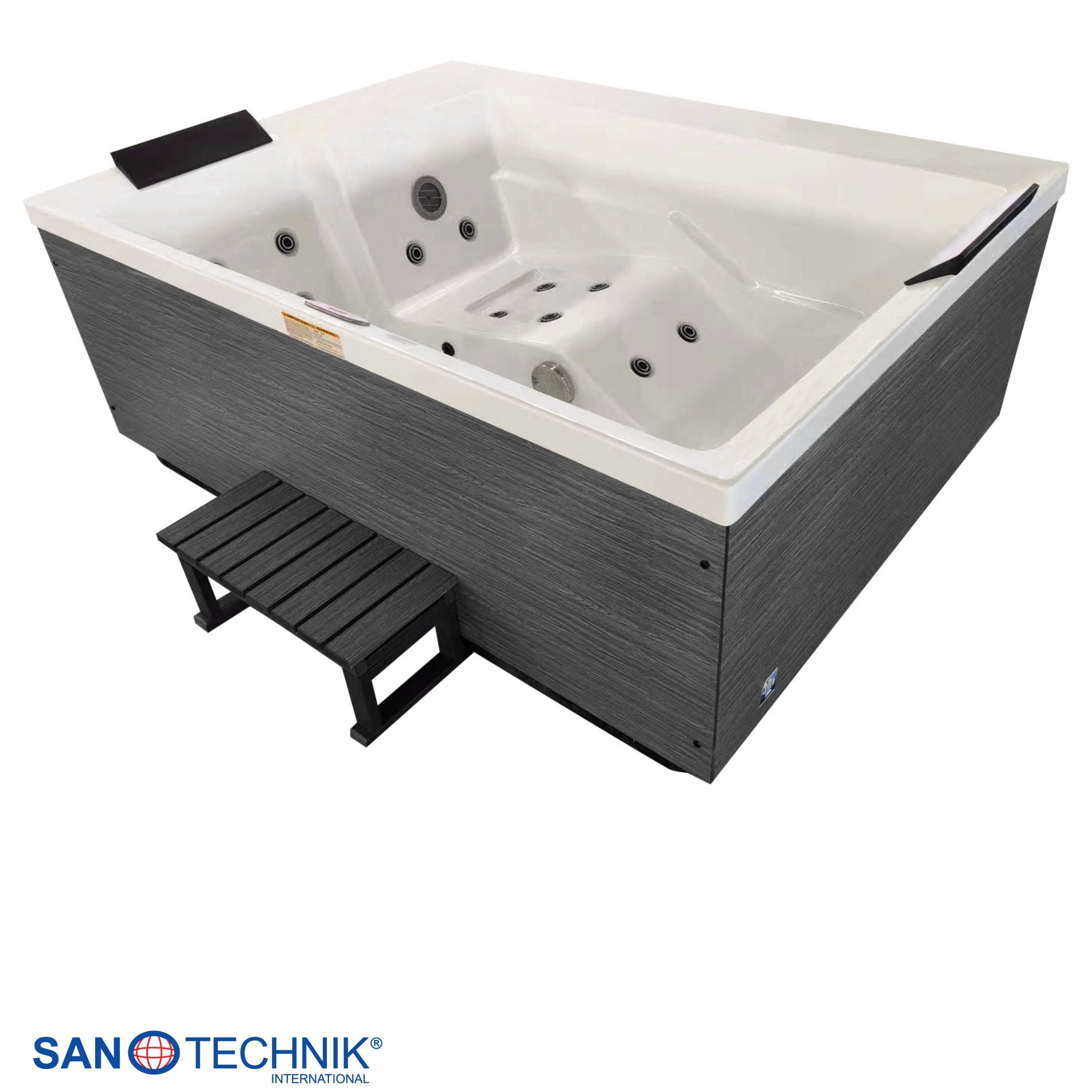 Outdoor whirlpool KORFU WHITE incl. cover + steps 190x140x70 cm frost-proof