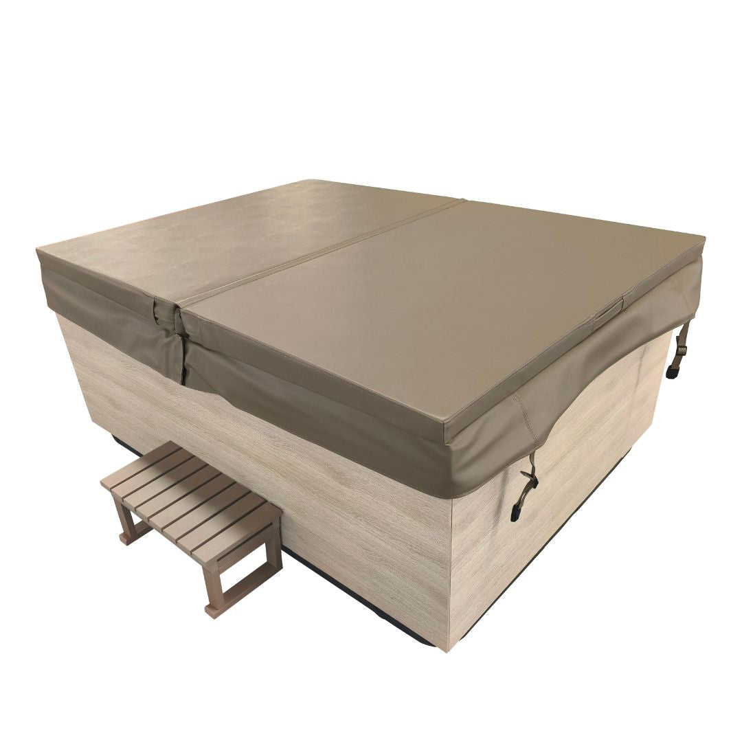 Outdoor Whirlpool ZADAR WHITE inkl. Abdeckung + Stiege 190x140x70 cm frostsicher