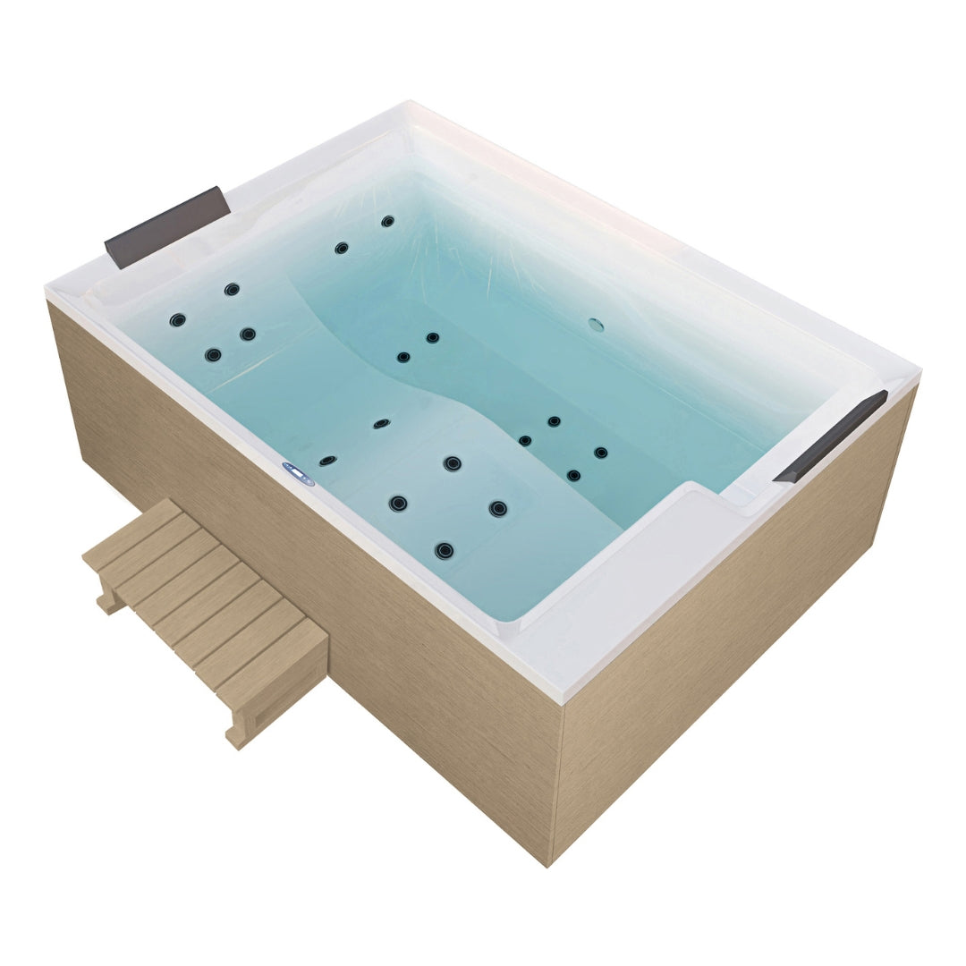 Outdoor whirlpool ZADAR WHITE incl. cover + steps 190x140x70 cm frost-proof