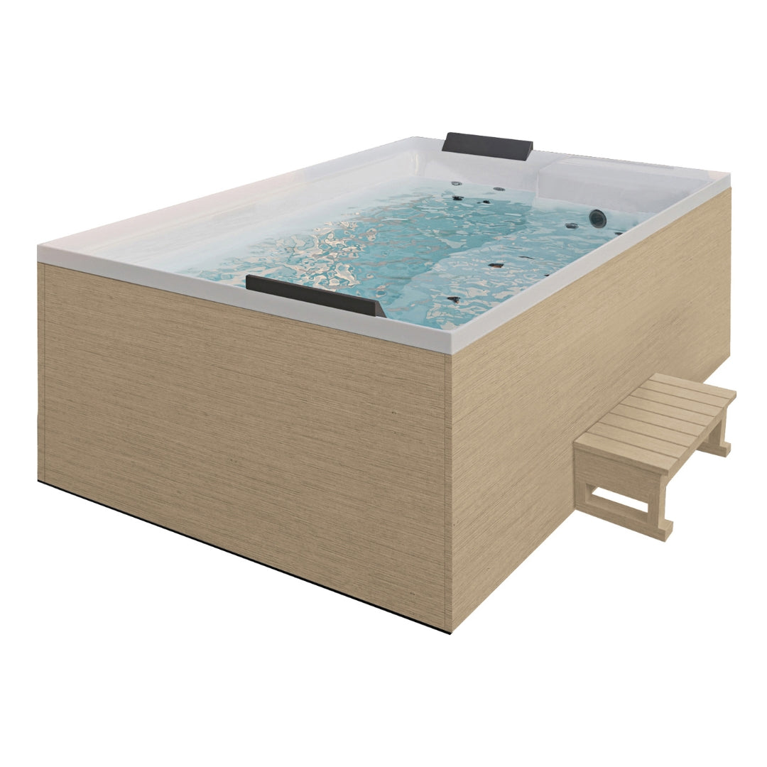 Outdoor whirlpool ZADAR WHITE incl. cover + steps 190x140x70 cm frost-proof