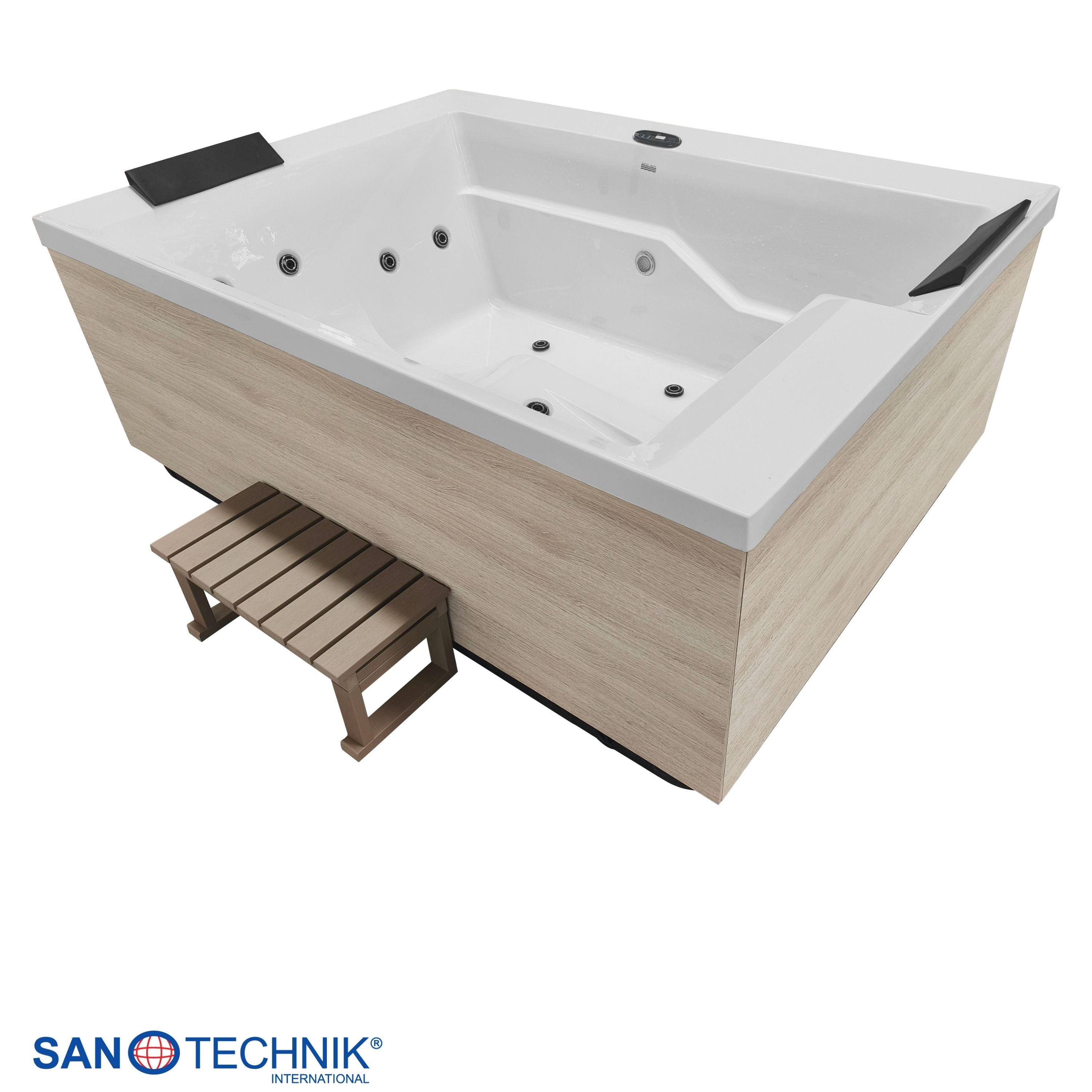 Outdoor Whirlpool ZADAR WHITE inkl. Abdeckung + Stiege 190x140x70 cm frostsicher