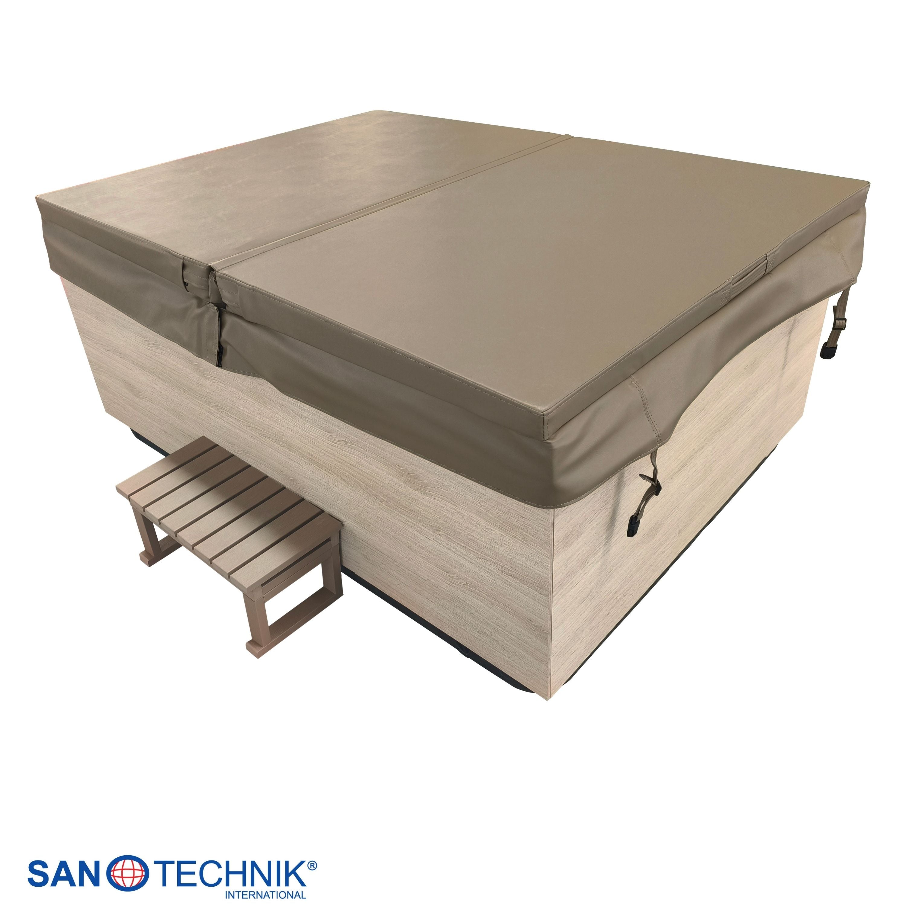 Outdoor Whirlpool ZADAR WHITE inkl. Abdeckung + Stiege 190x140x70 cm frostsicher