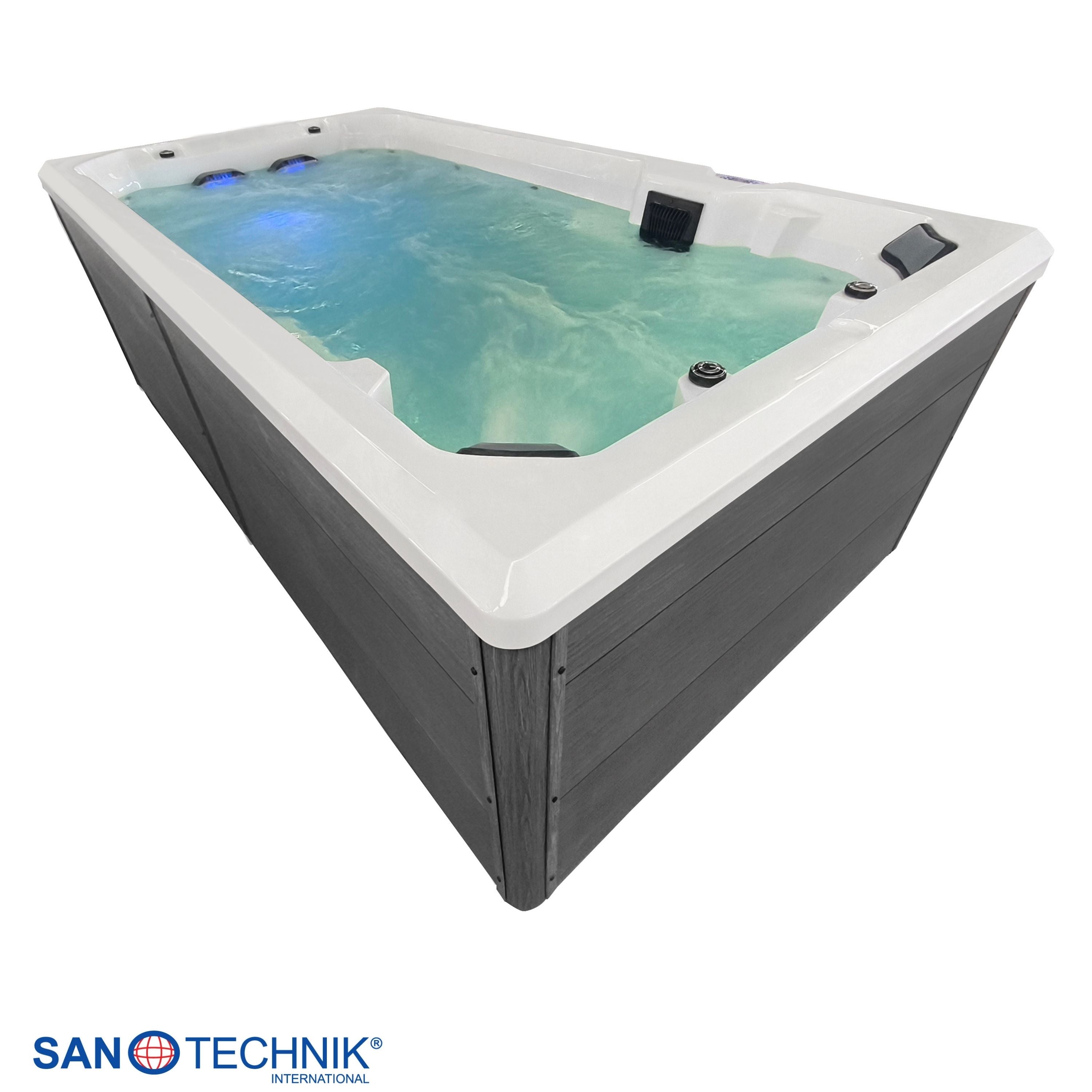 Swimspa VALENCIA WHITE inkl. Abdeckung und Stiege 400 x 220 x 126 cm frostsicher