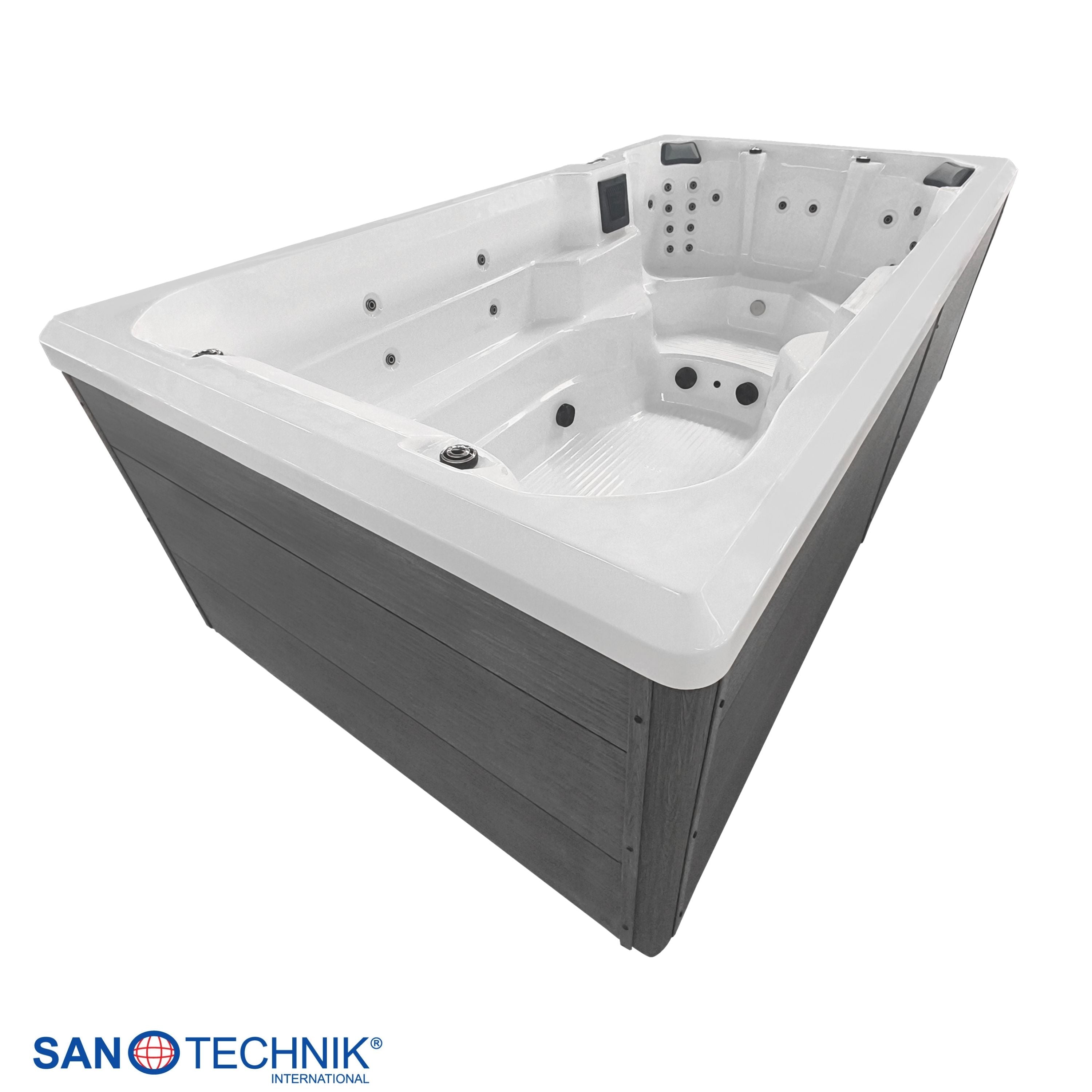 Swimspa VALENCIA WHITE inkl. Abdeckung und Stiege 400 x 220 x 126 cm frostsicher