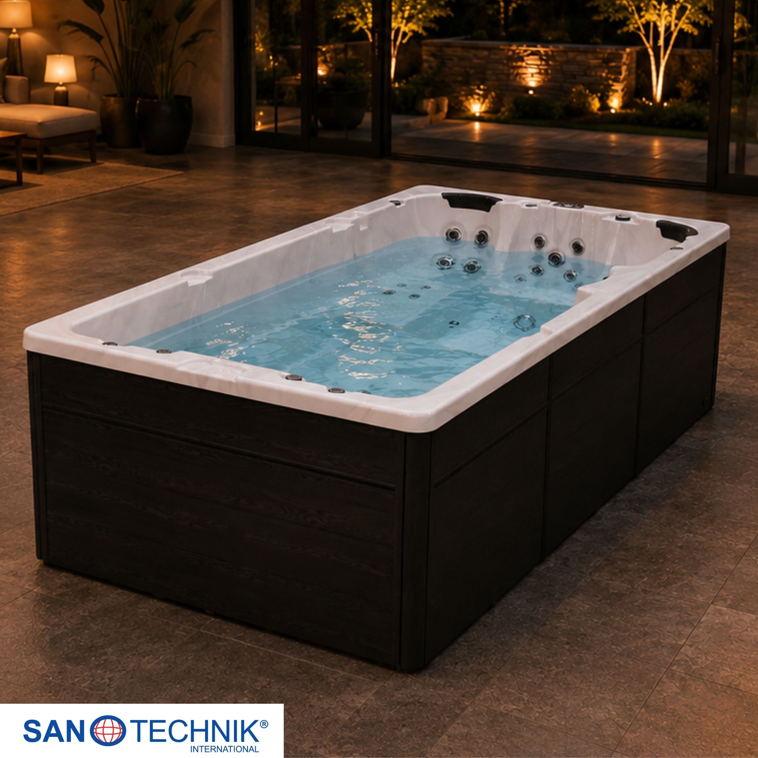 Swimspa MENORCA WHITE MARBLE including cover and steps 450 x 228 x 131 cm frost-proof