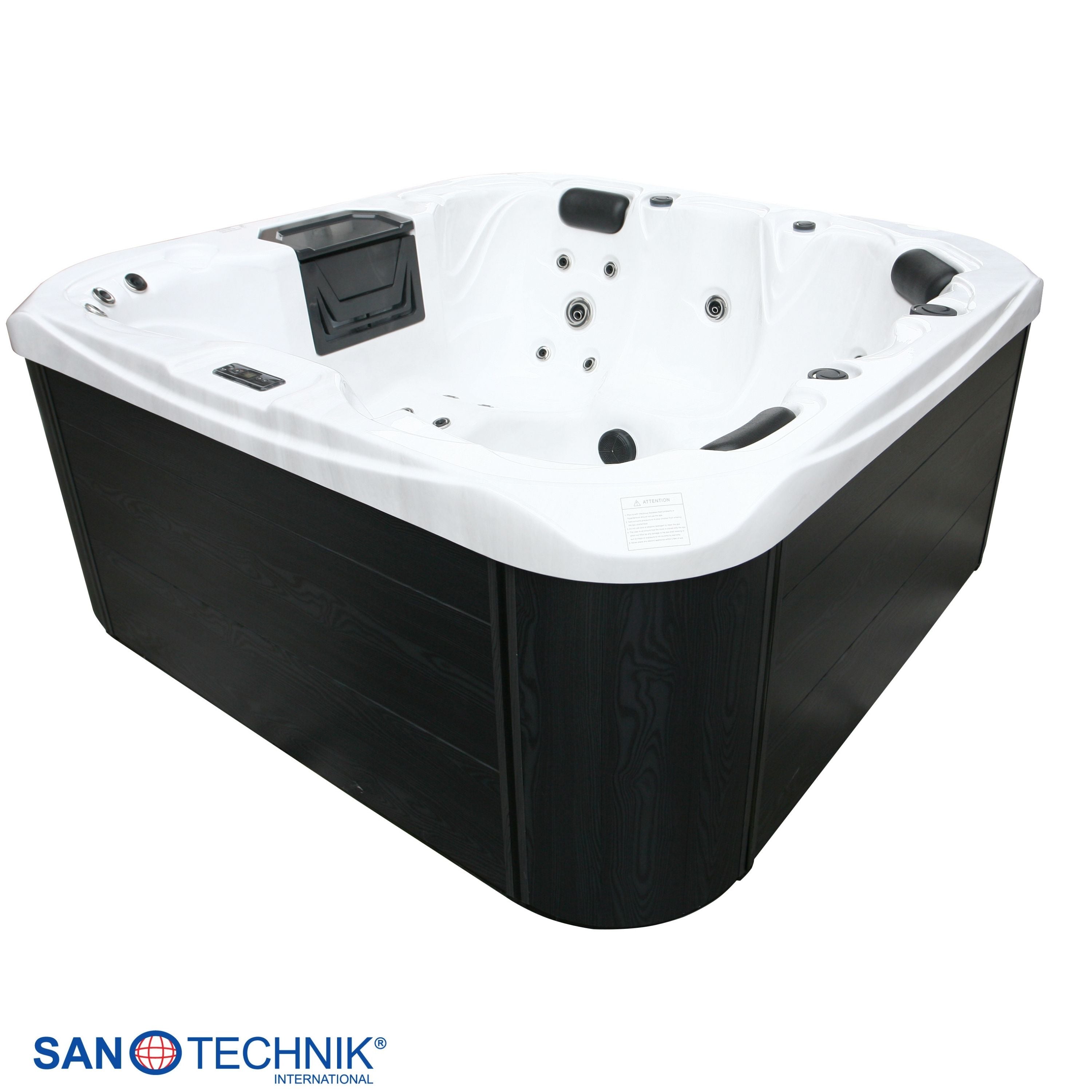 Outdoorwhirlpool TAHITI WHITE MARBLE inkl. Abdeckung und Stiege 200x200x88 cm frostsicher
