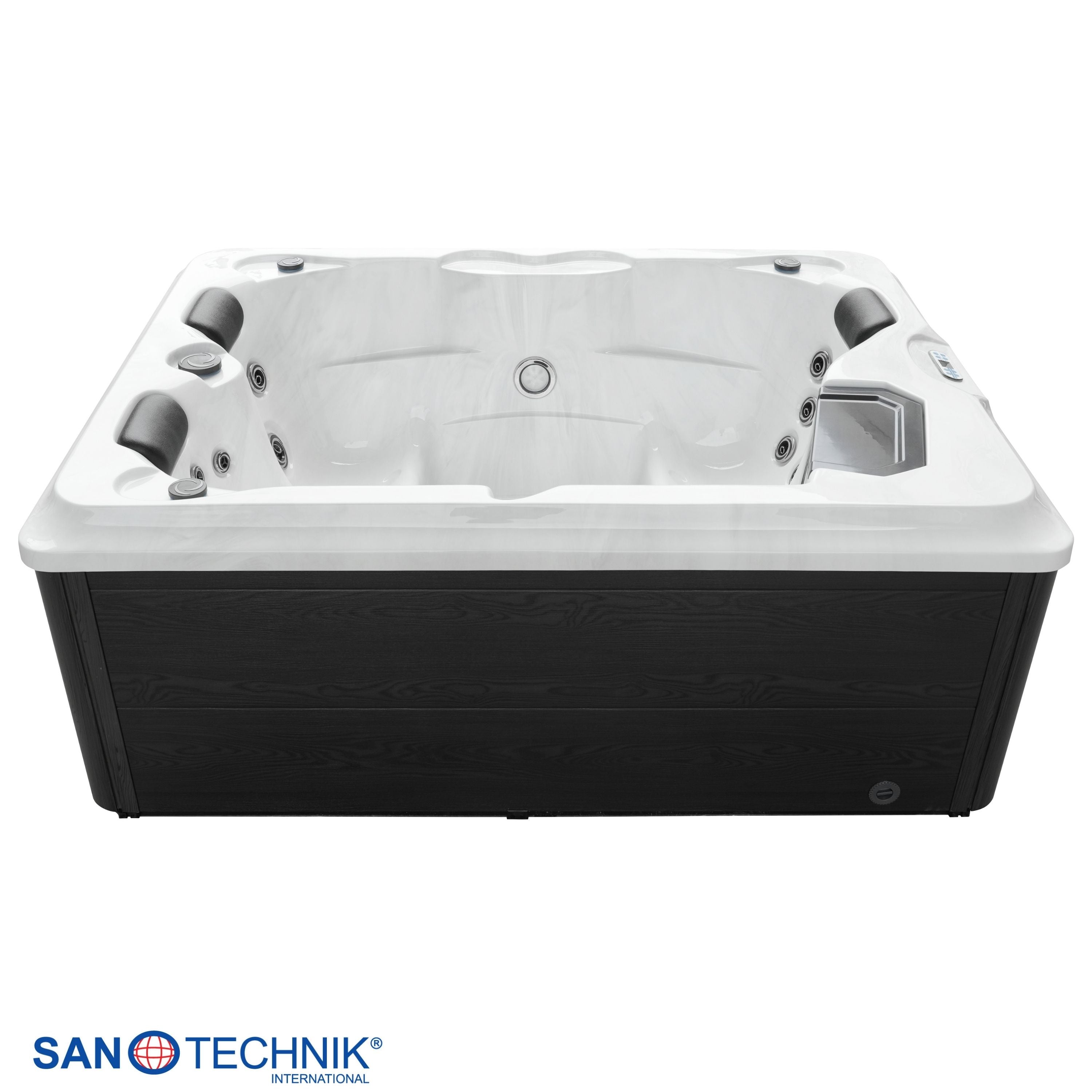 Outdoor whirlpool Diablo WHITE MARBLE including cover and stairs - 210 x 160 x 80cm frost-proof