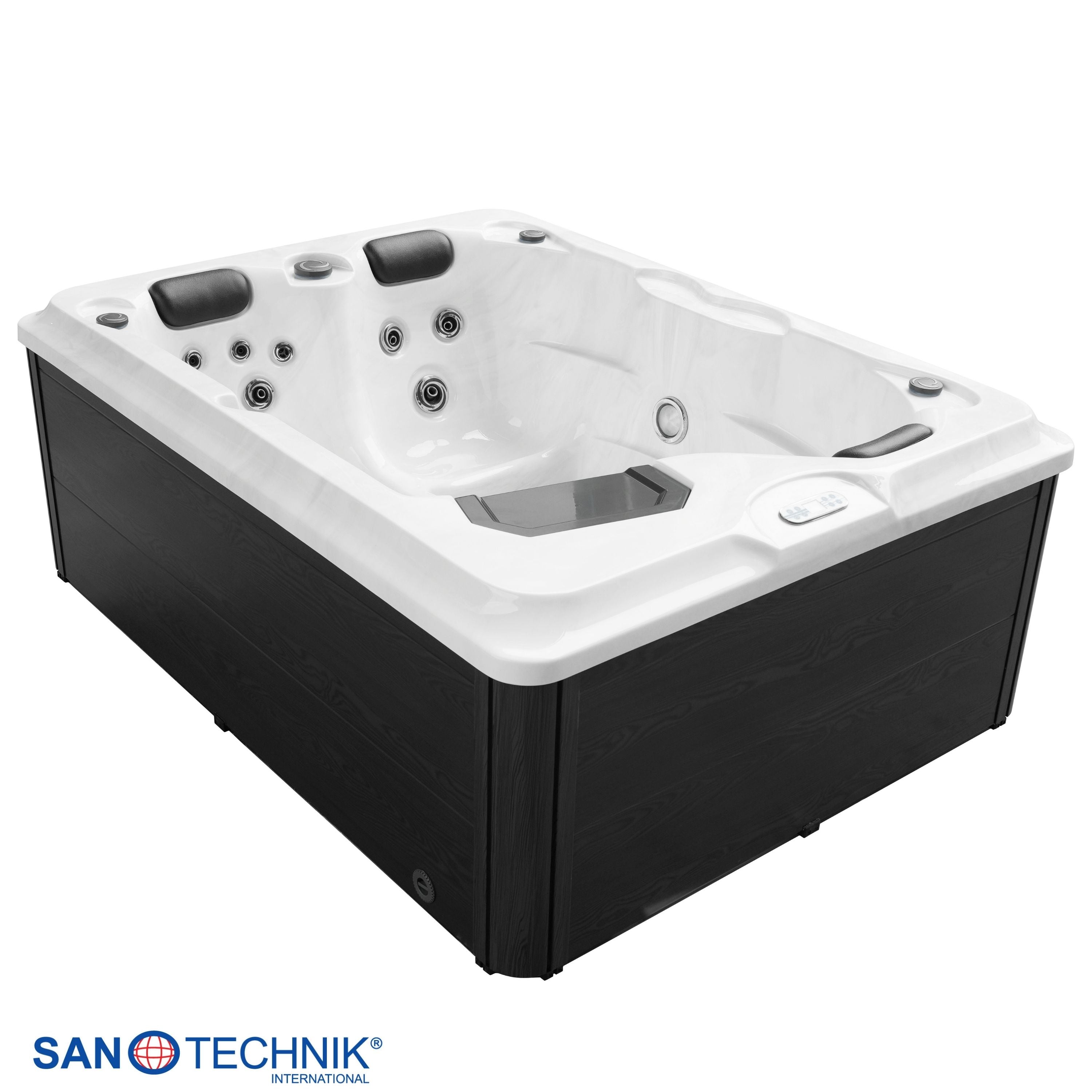 Outdoor whirlpool Diablo WHITE MARBLE including cover and stairs - 210 x 160 x 80cm frost-proof