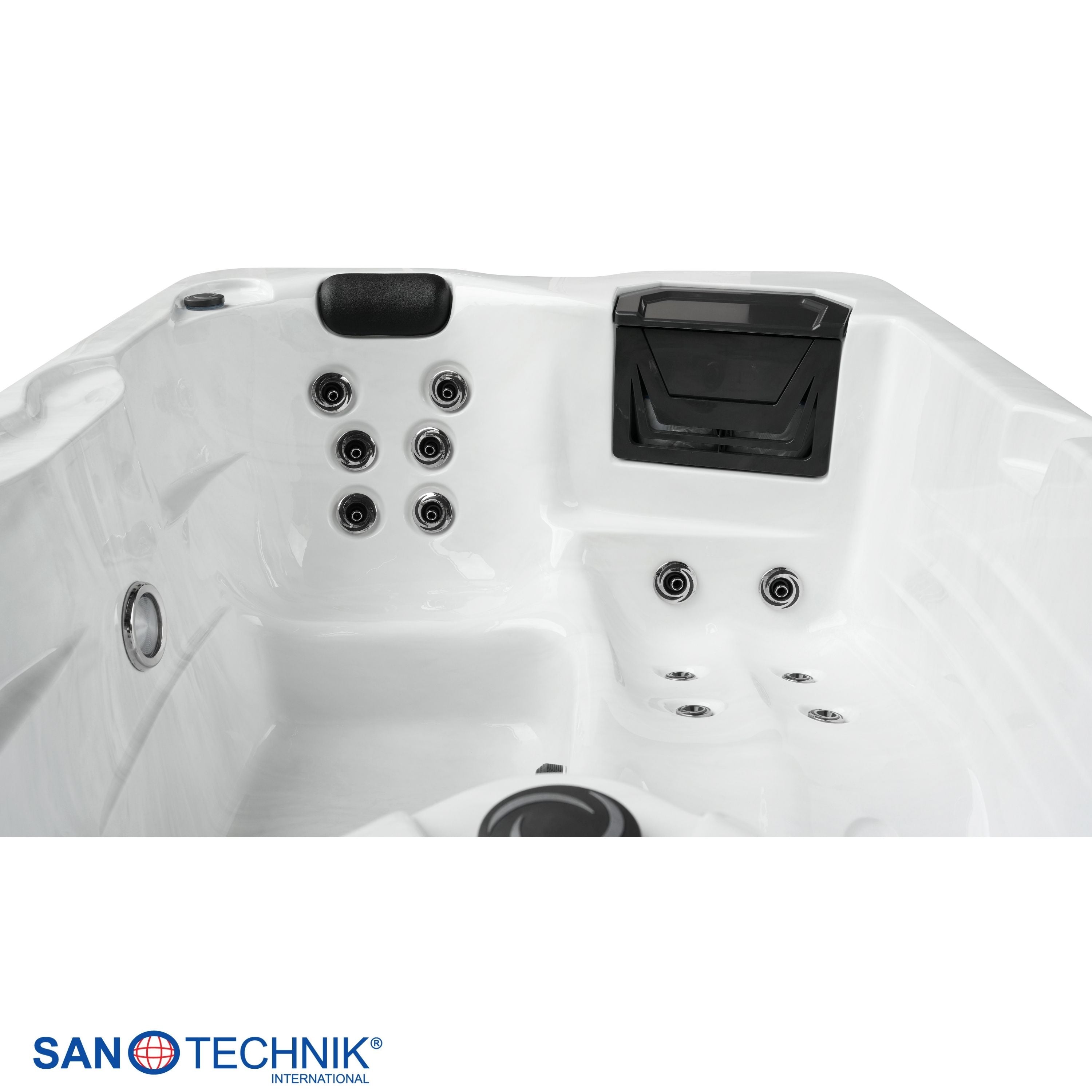 Outdoor whirlpool Diablo WHITE MARBLE including cover and stairs - 210 x 160 x 80cm frost-proof