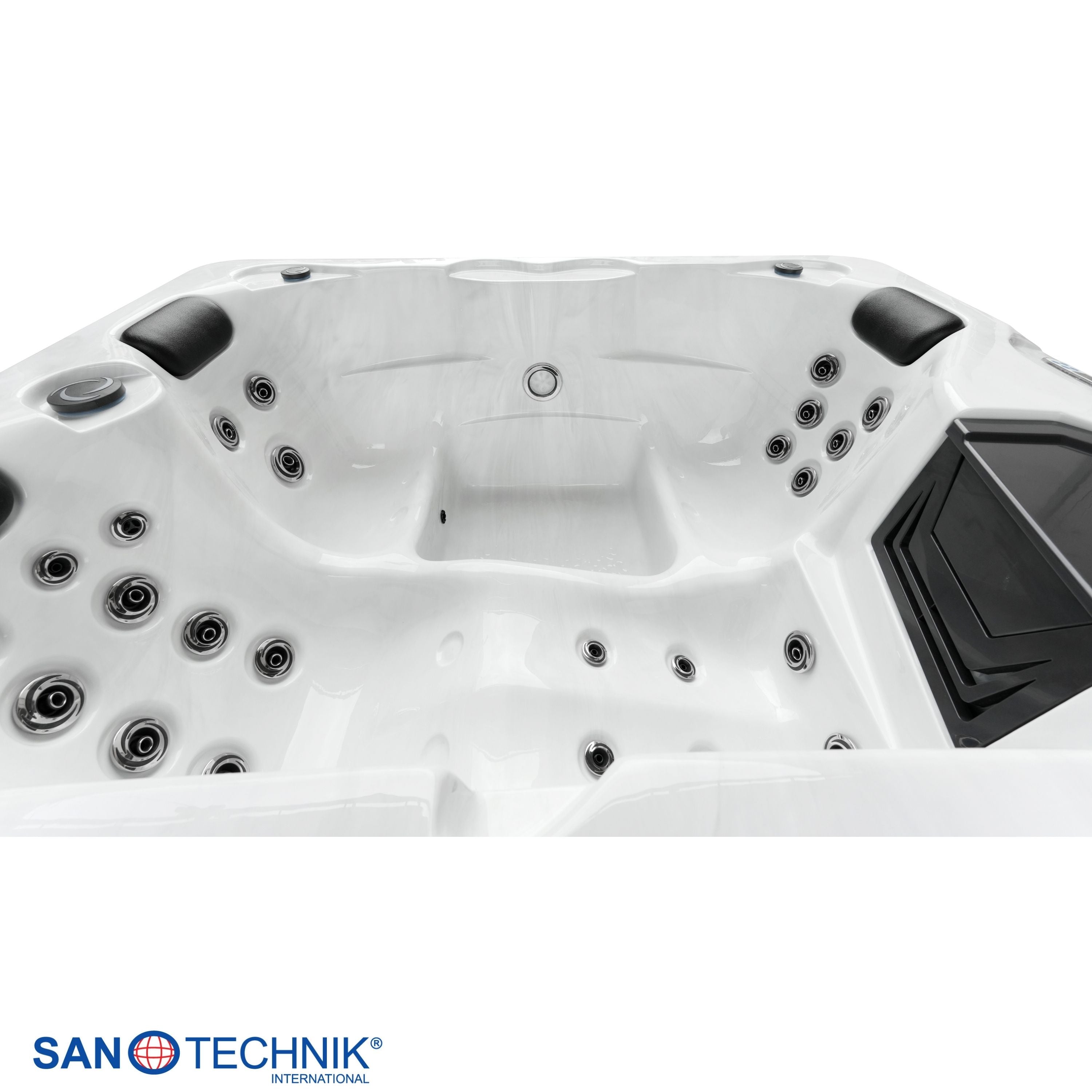 Outdoor whirlpool Diablo WHITE MARBLE including cover and stairs - 210 x 160 x 80cm frost-proof