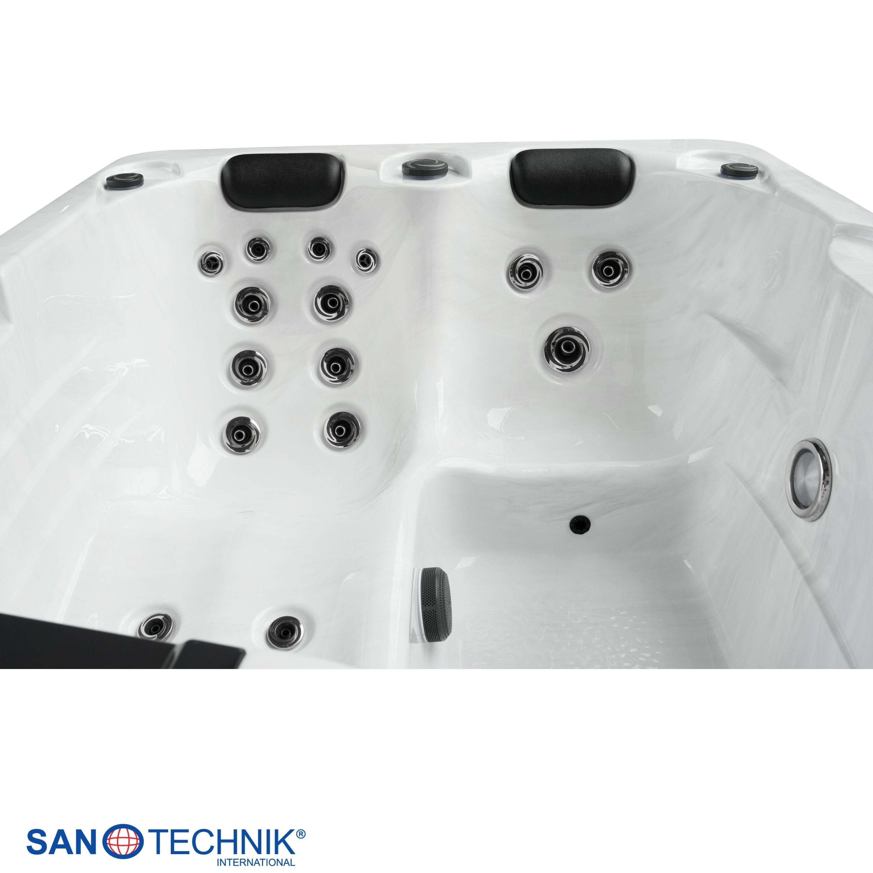 Outdoor whirlpool Diablo WHITE MARBLE including cover and stairs - 210 x 160 x 80cm frost-proof
