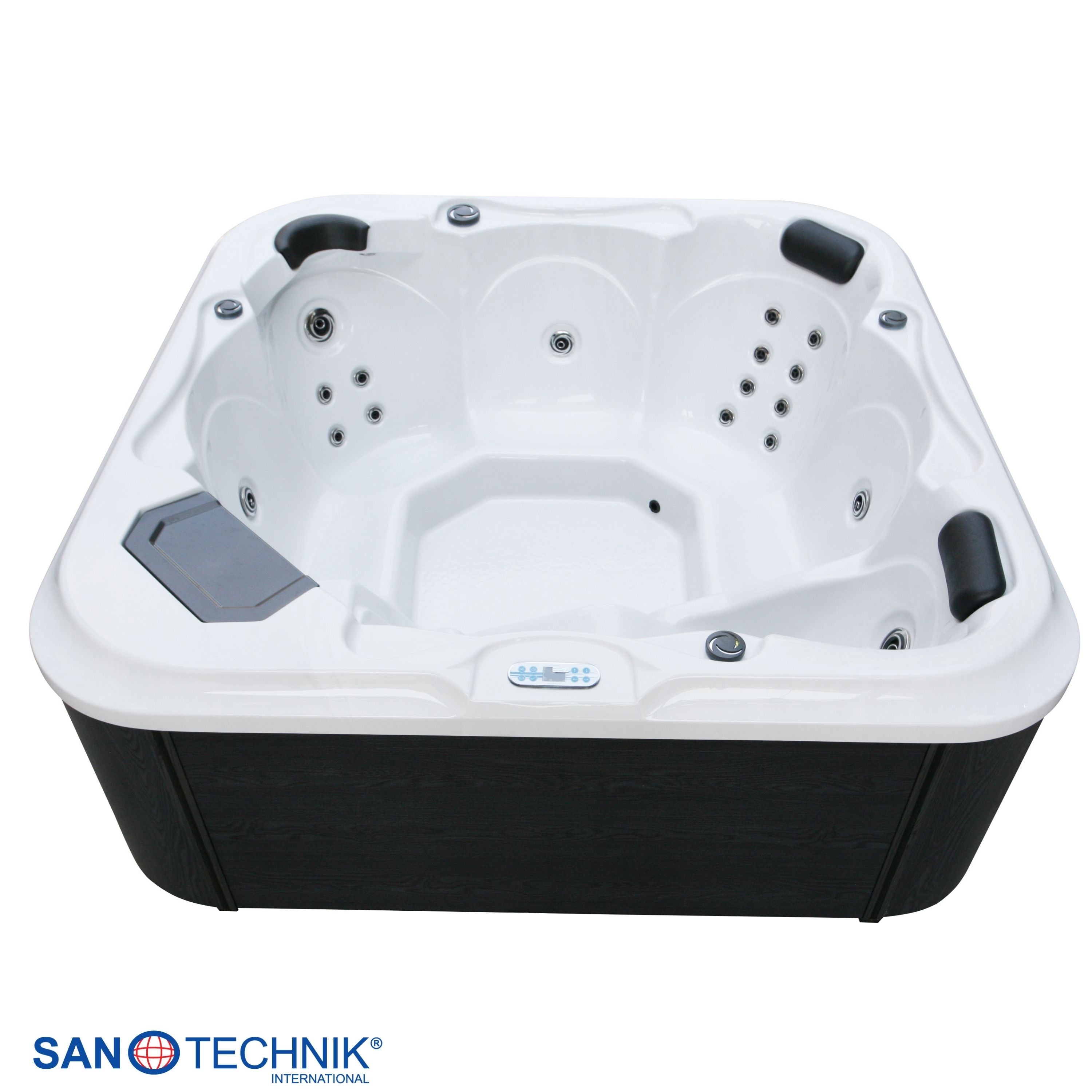 Outdoorwhirlpool TIROL WHITE MARBLE inkl. Abdeckung und Stiege - 210 x 210 x 80 cm frostsicher