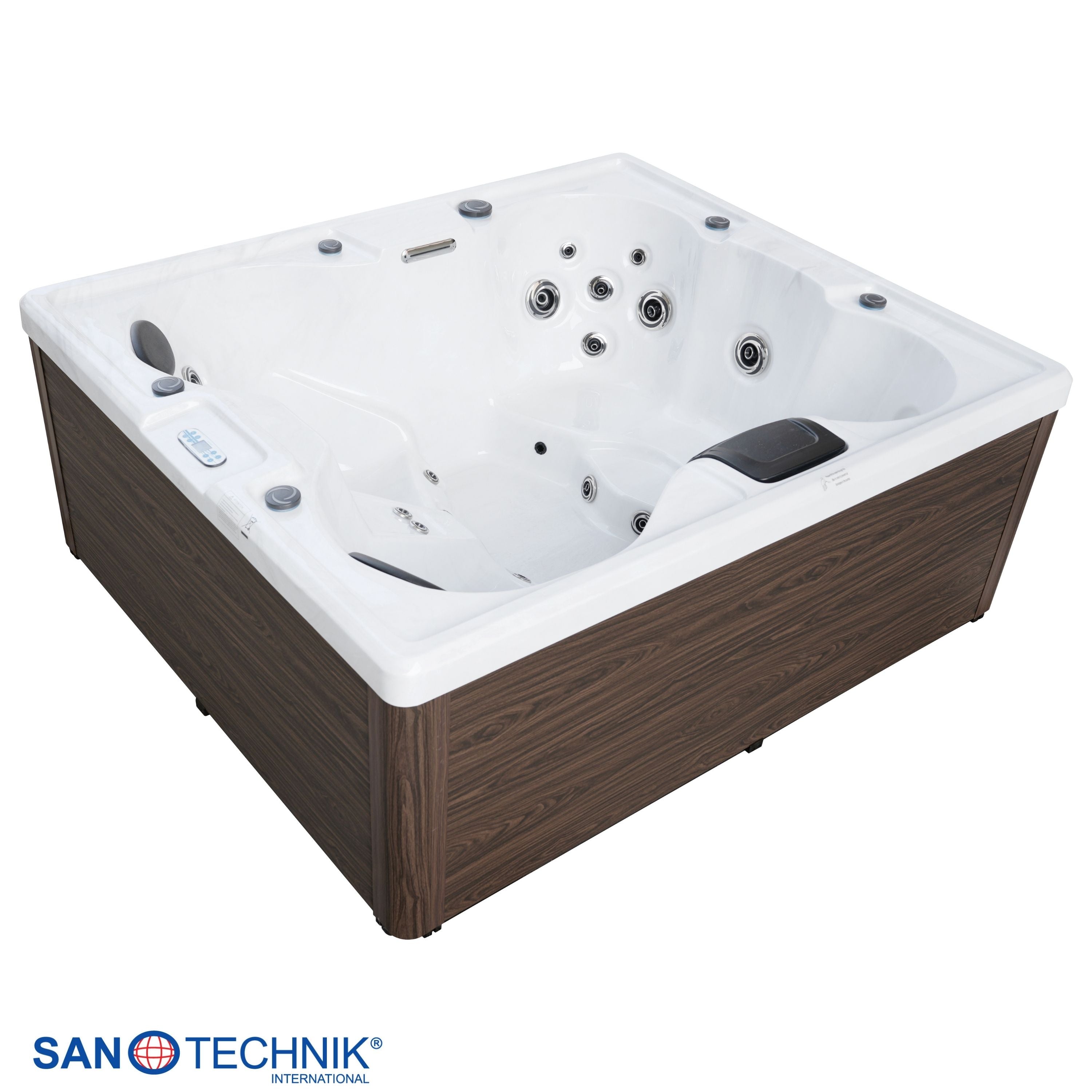 Outdoorwhirlpool CATANIA White Marble inkl. Abdeckung 210x180x82 cm frostsicher