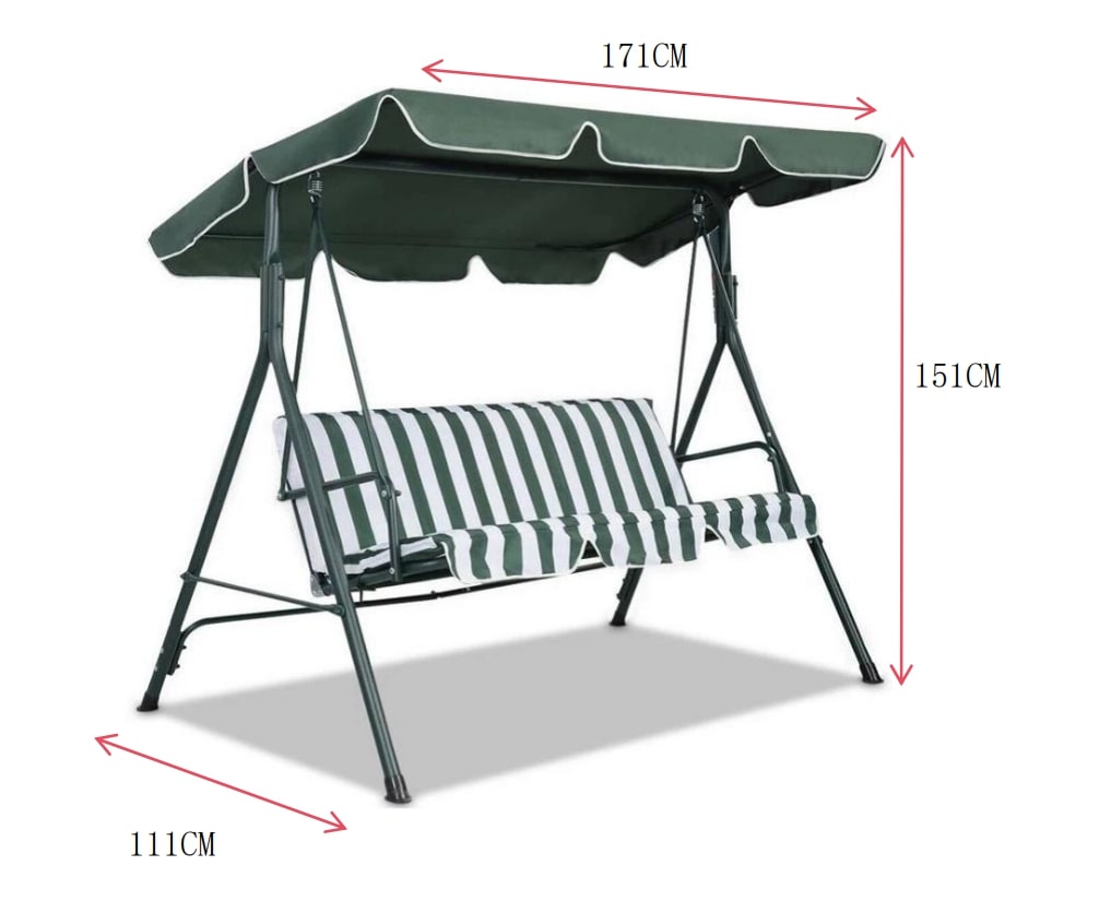 Columpio Hollywood verde rayas blancas 172x112x152 cm 