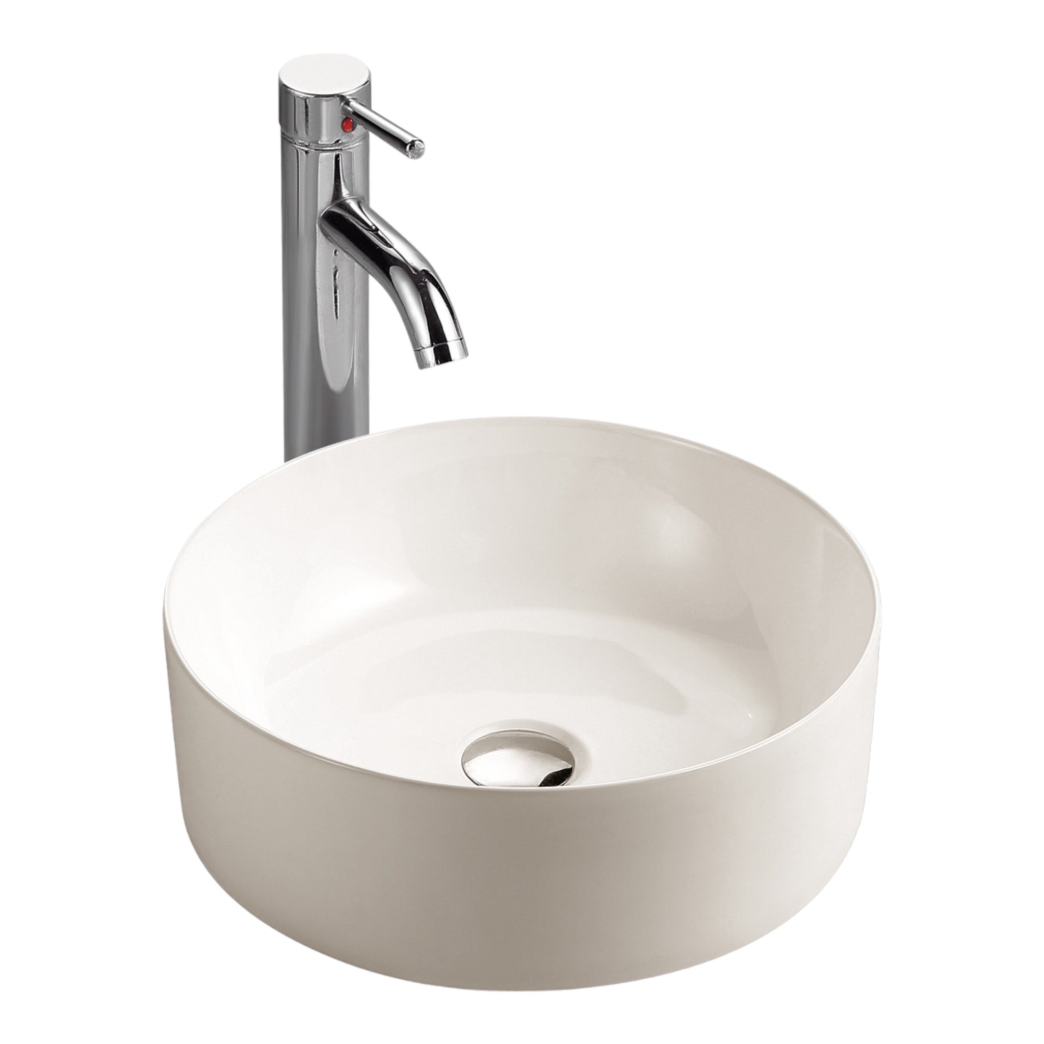 Design: Ceramic countertop washbasin, round, 41x41x14.3 cm