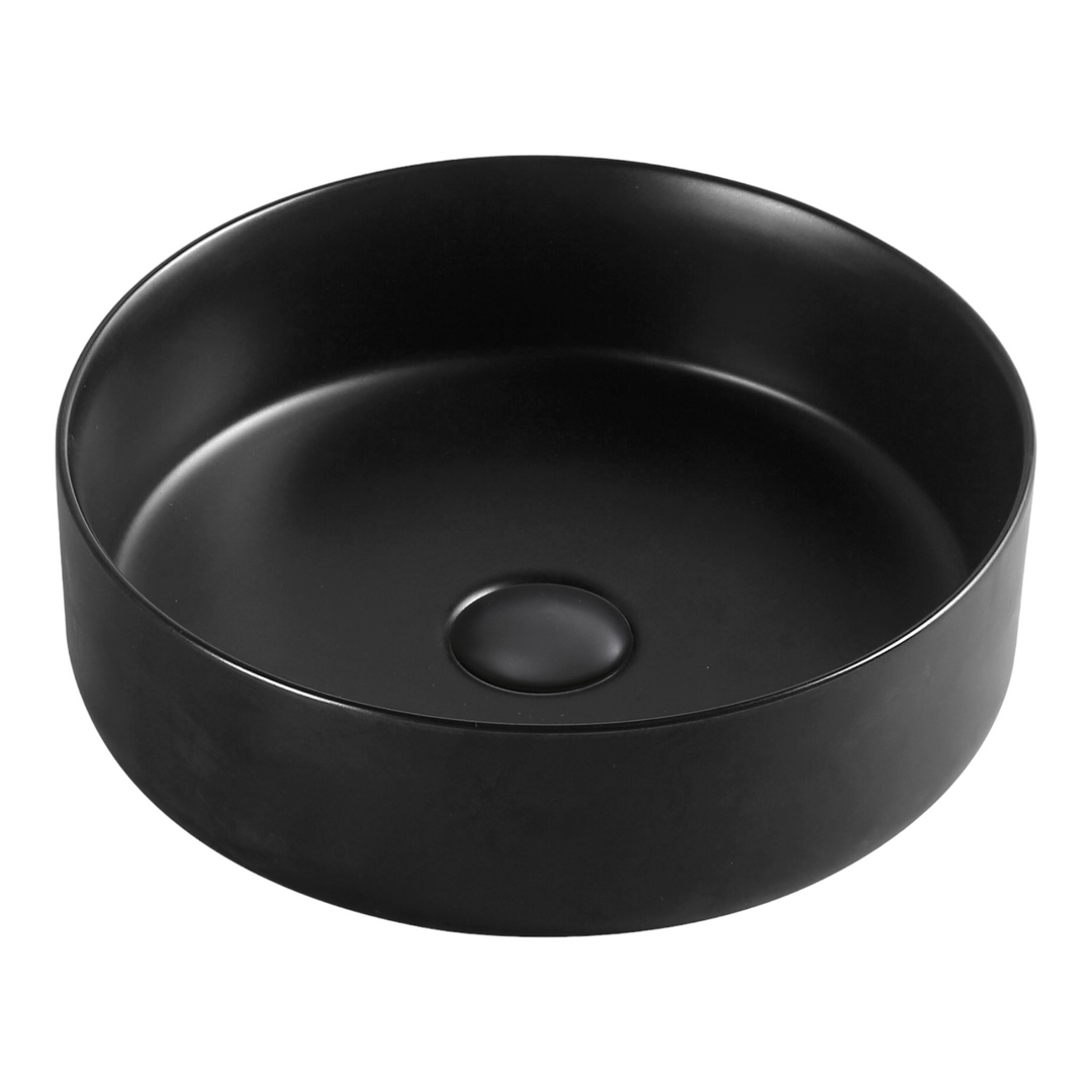 Ceramic surface-mounted washbasin round - black 41x41x14 cm