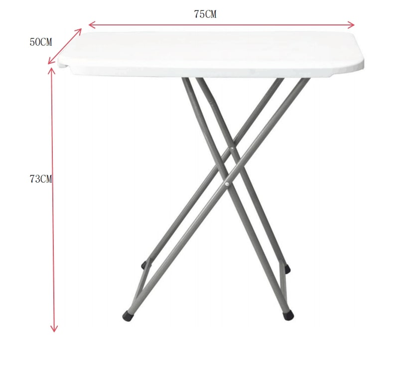 Mesa plegable blanca 75x50x(56-73) cm