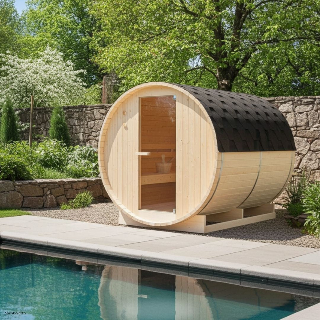 Sauna de barril al aire libre TROMSÖ XL para 6 personas