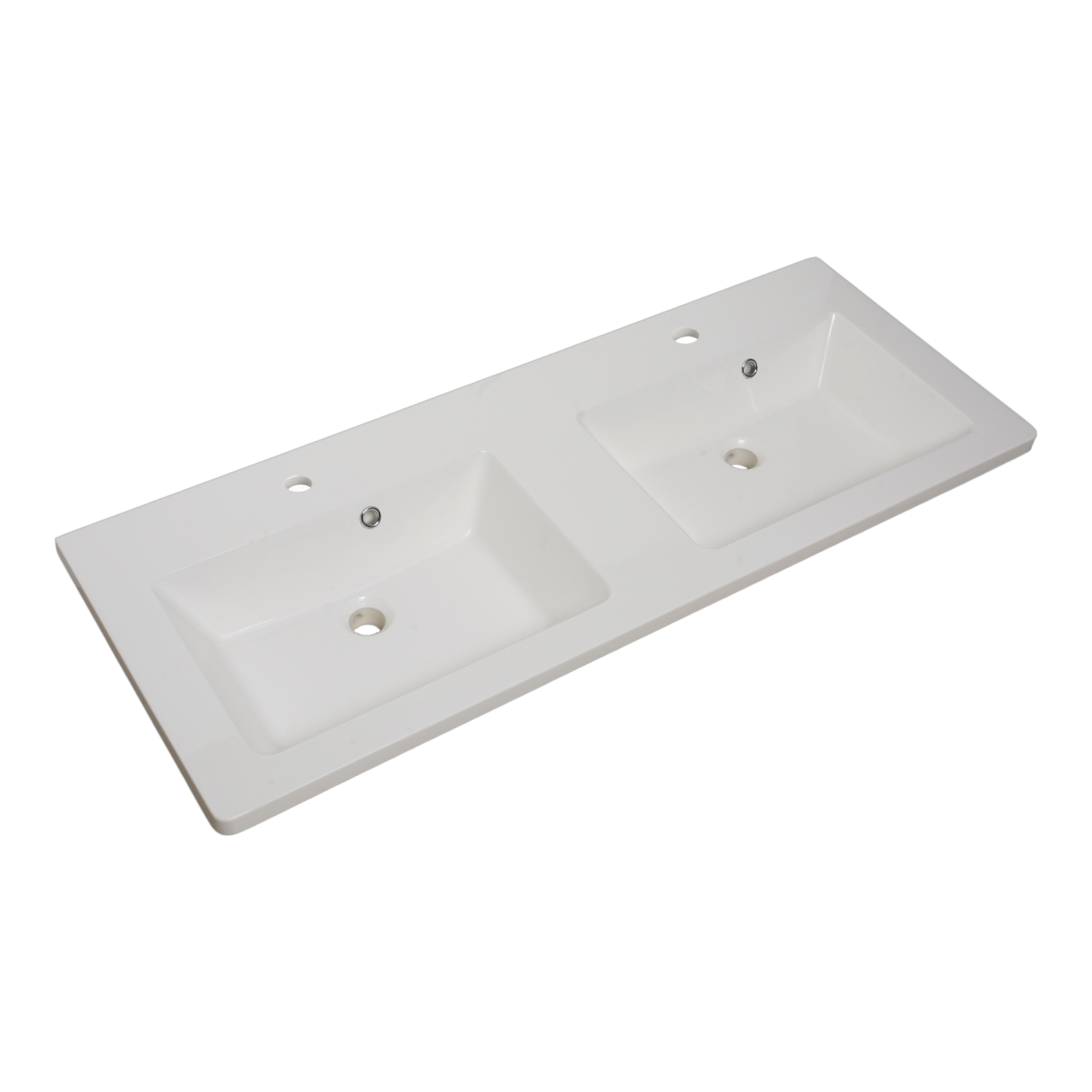 Lavabo doble en imitación mármol 120x50x18 cm