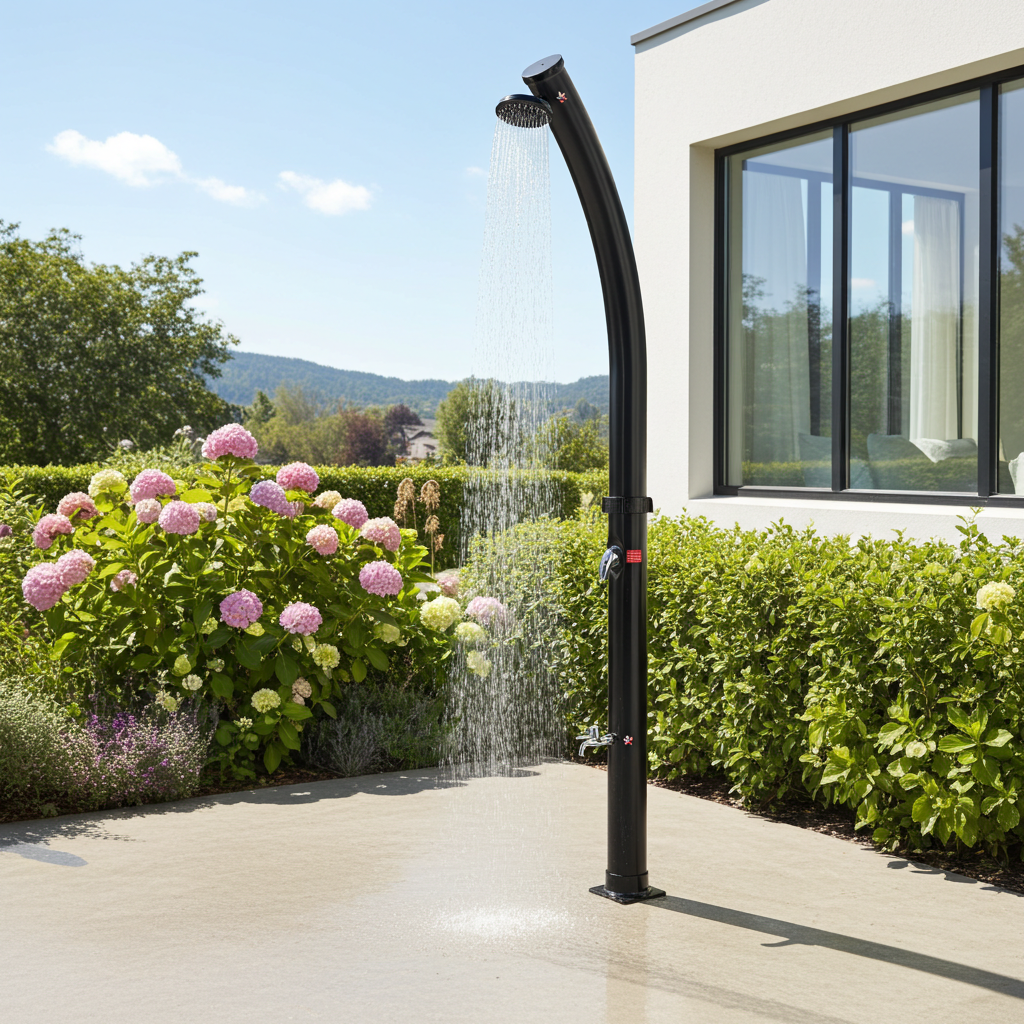 Solardusche 20L Outdoor mit Fußwaschfunktion – Schwarz, Curved Design