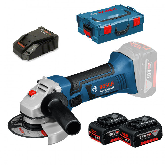 Cordless angle grinder Bosch GWS18-125V incl. 2 batteries