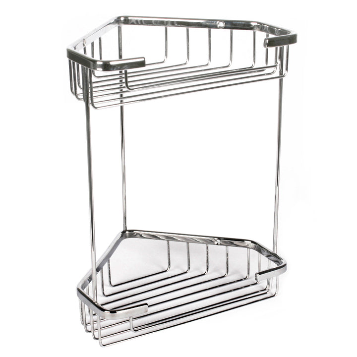 2 tier shower basket with chrome hooks