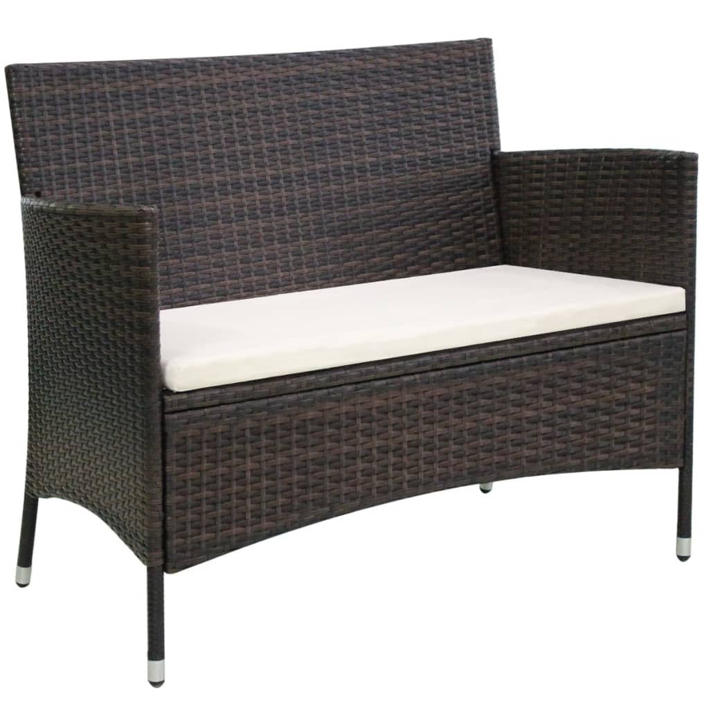 Gartenbank 106 cm Poly Rattan Braun