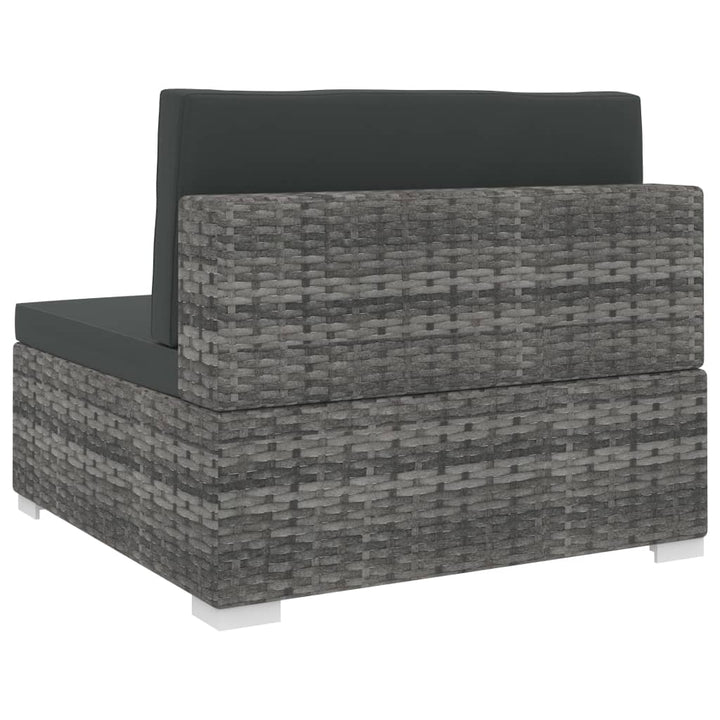 Modular-Sofa-Mittelteil 1 Stk. + Auflagen Poly Rattan Grau