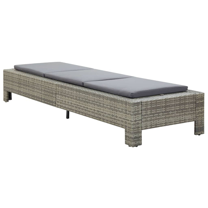 Sonnenliege mit Auflage Grau Poly Rattan