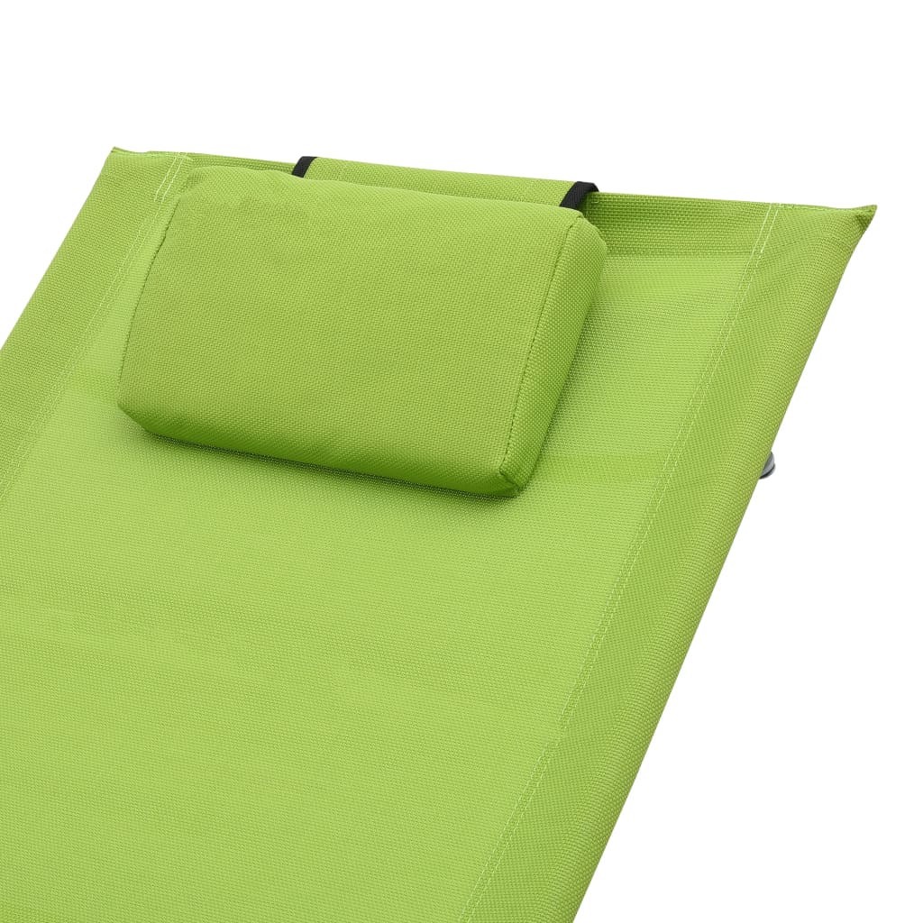 Sonnenliege mit Kissen Grün Textilene