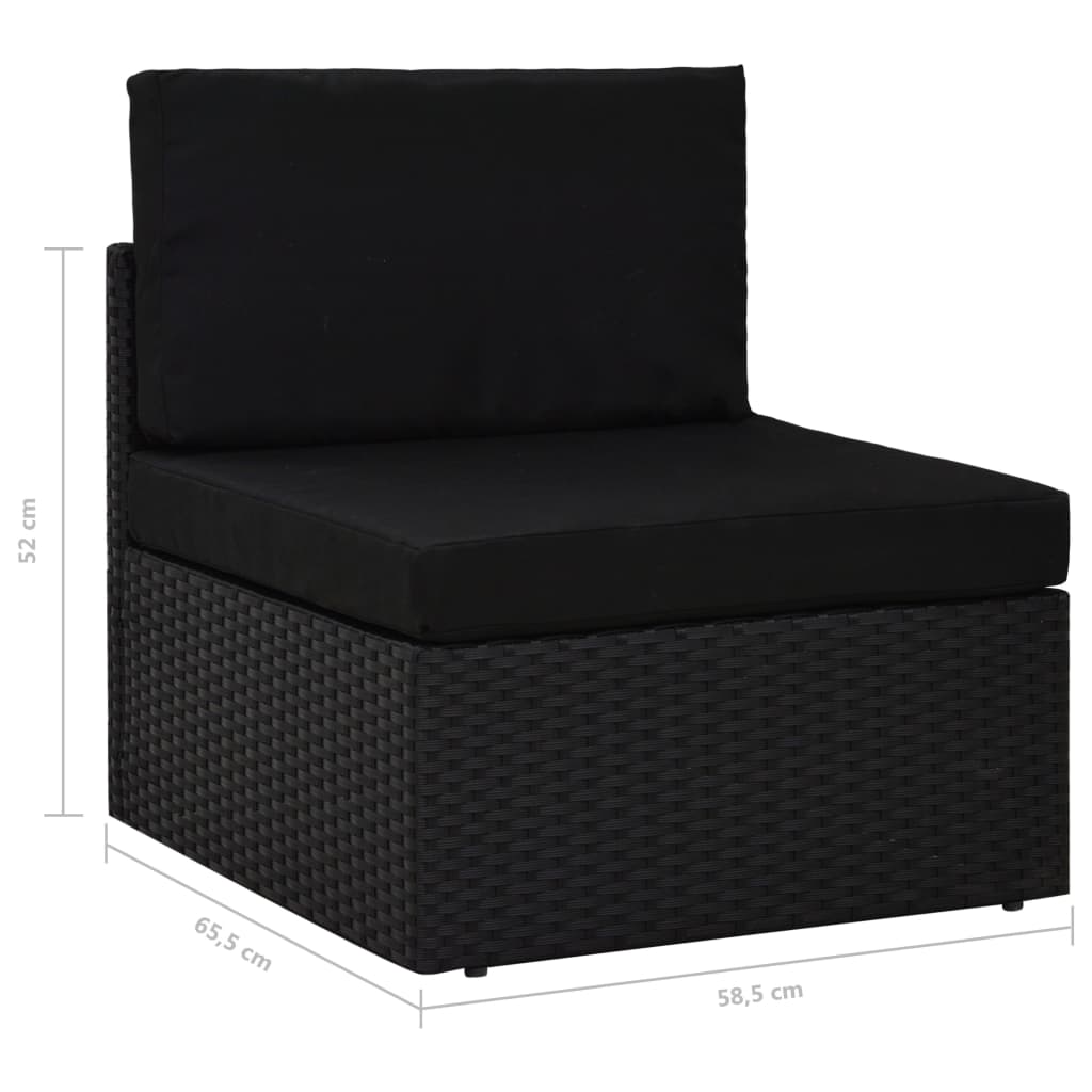 2-tlg. Garten-Lounge-Set Poly Rattan Schwarz