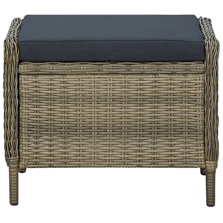 Verstellbarer Gartensessel mit Fußhocker Poly Rattan Braun