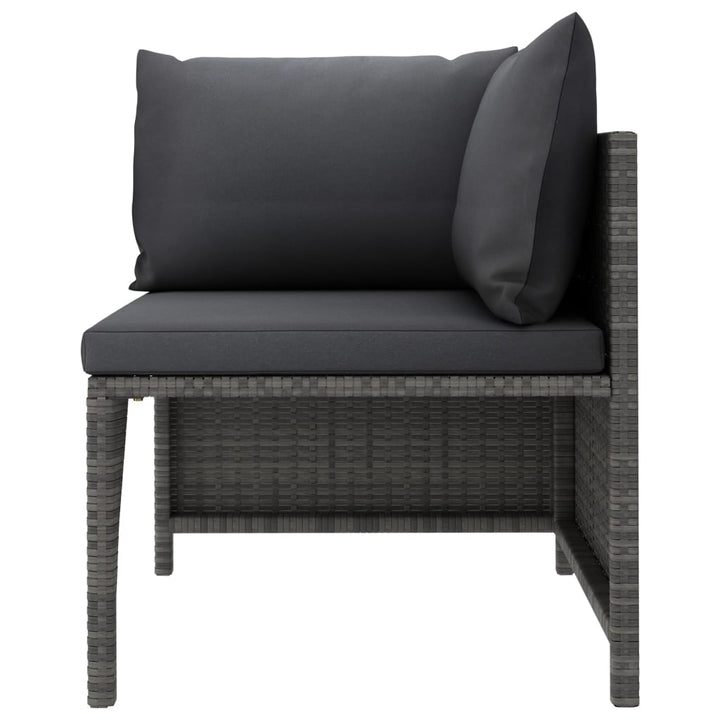 Modulares Ecksofa mit Kissen Grau Poly Rattan