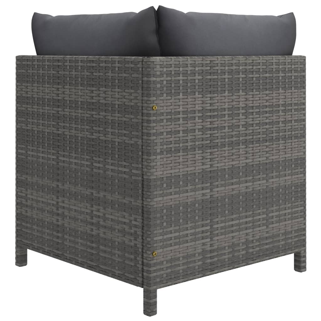 Modulares Ecksofa mit Kissen Grau Poly Rattan