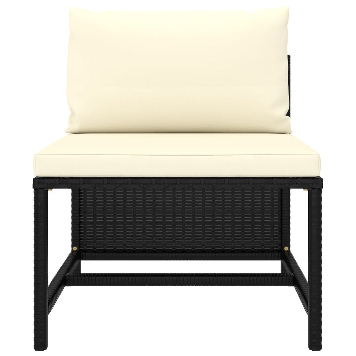 3-Sitzer-Gartensofa mit Auflagen Schwarz Poly Rattan