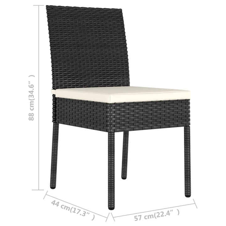 Garten-Essstühle 2 Stk. Poly Rattan Schwarz