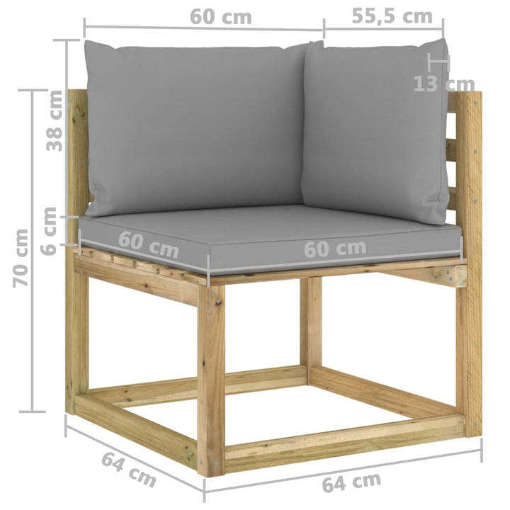 Garten-Ecksofa mit Kissen in Grün Imprägniertes Kiefernholz