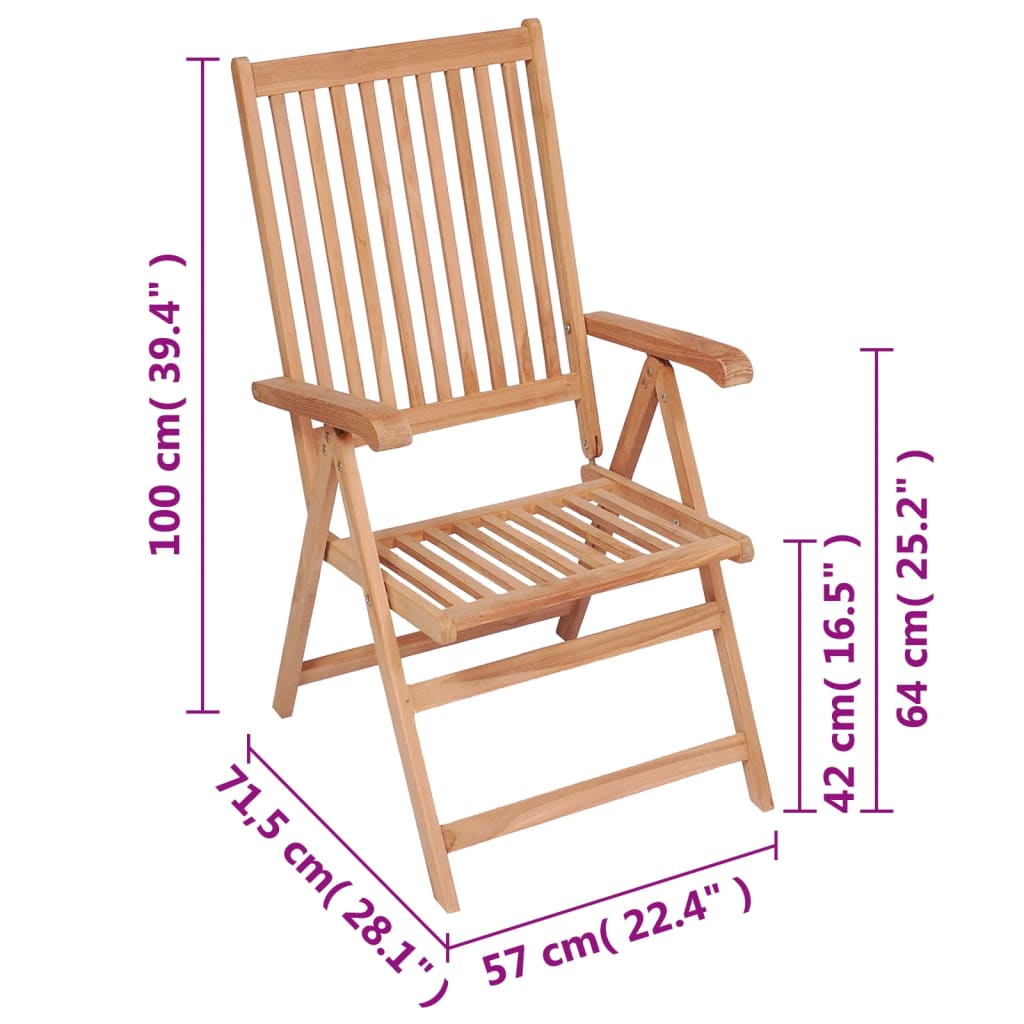 Verstellbare Gartenstühle 6 Stk. Massivholz Teak