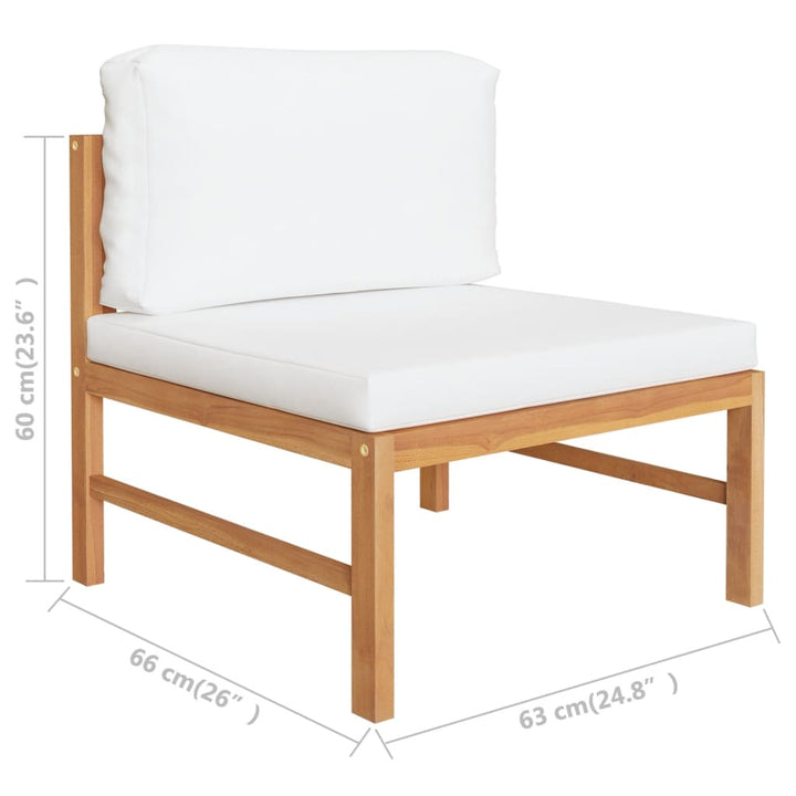 2-tlg. Garten-Lounge-Set mit Creme Kissen Teakholz