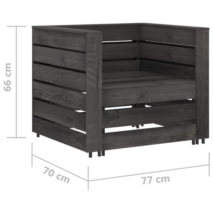 2-tlg. Garten-Paletten-Lounge-Set Kiefernholz Grau Imprägniert