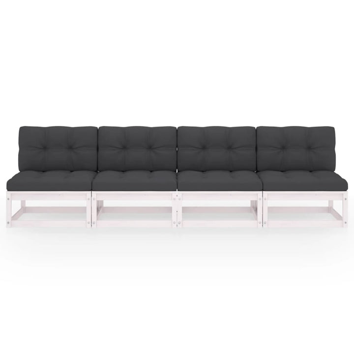 4-Sitzer-Gartensofa mit Kissen Kiefer Massivholz