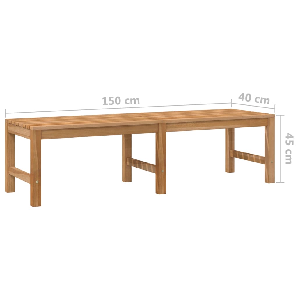 Banco de jardín 150 cm madera maciza de teca