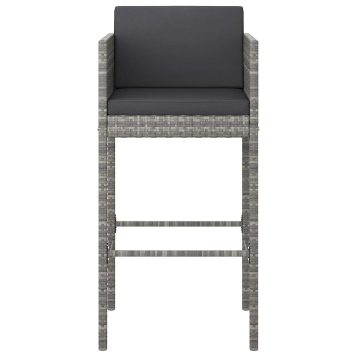 Barhocker 2 Stk. mit Kissen Grau Poly Rattan