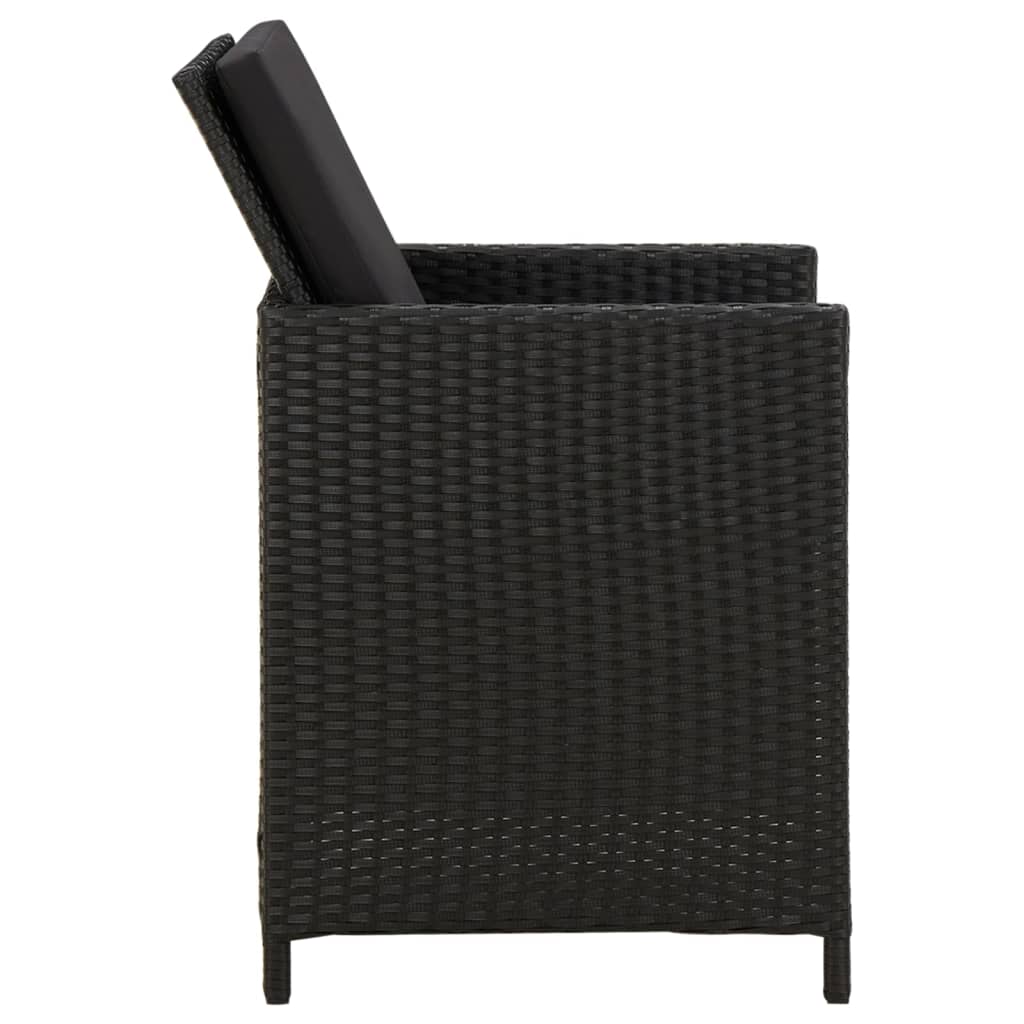 Gartenstühle mit Kissen 4 Stk. Poly Rattan Schwarz