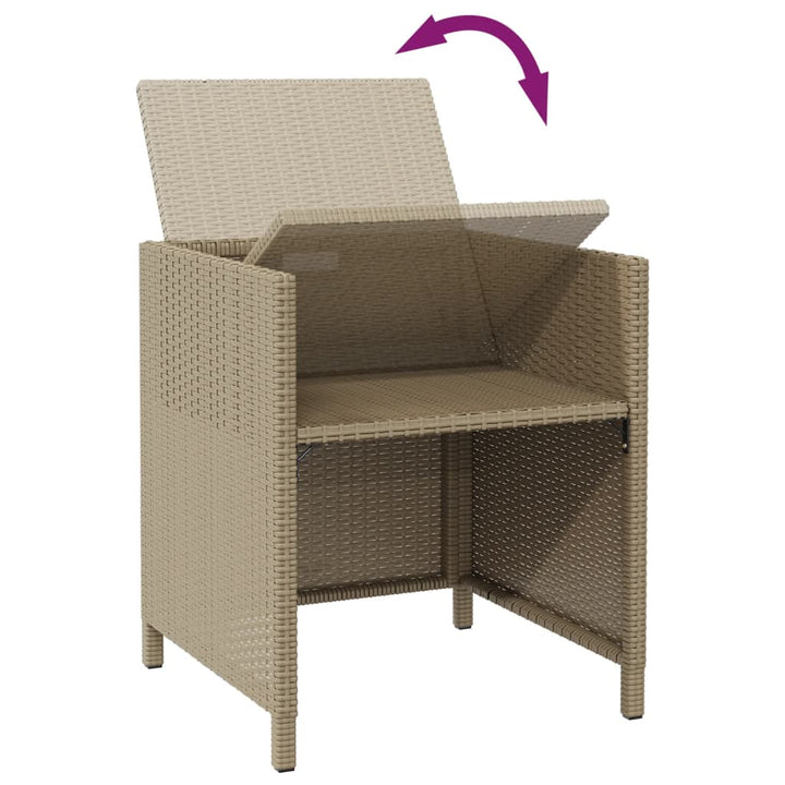 Gartenstühle mit Hocker 2 Stk. Poly Rattan Beige